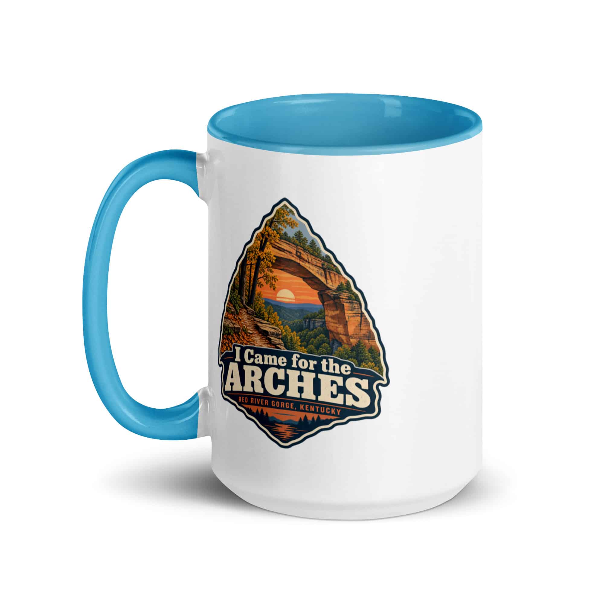 Red River Gorge Color Inside Coffee Mug: I Came for the Arches, Scenic Shield Badge