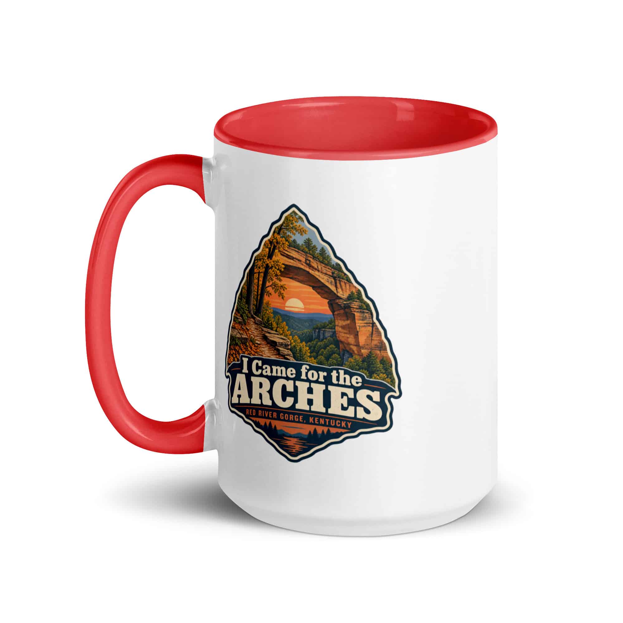 Red River Gorge Color Inside Coffee Mug: I Came for the Arches, Scenic Shield Badge