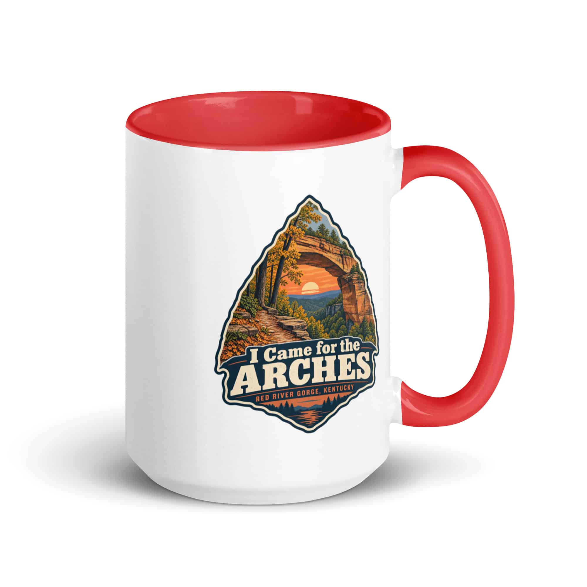 Red River Gorge Color Inside Coffee Mug: I Came for the Arches, Scenic Shield Badge