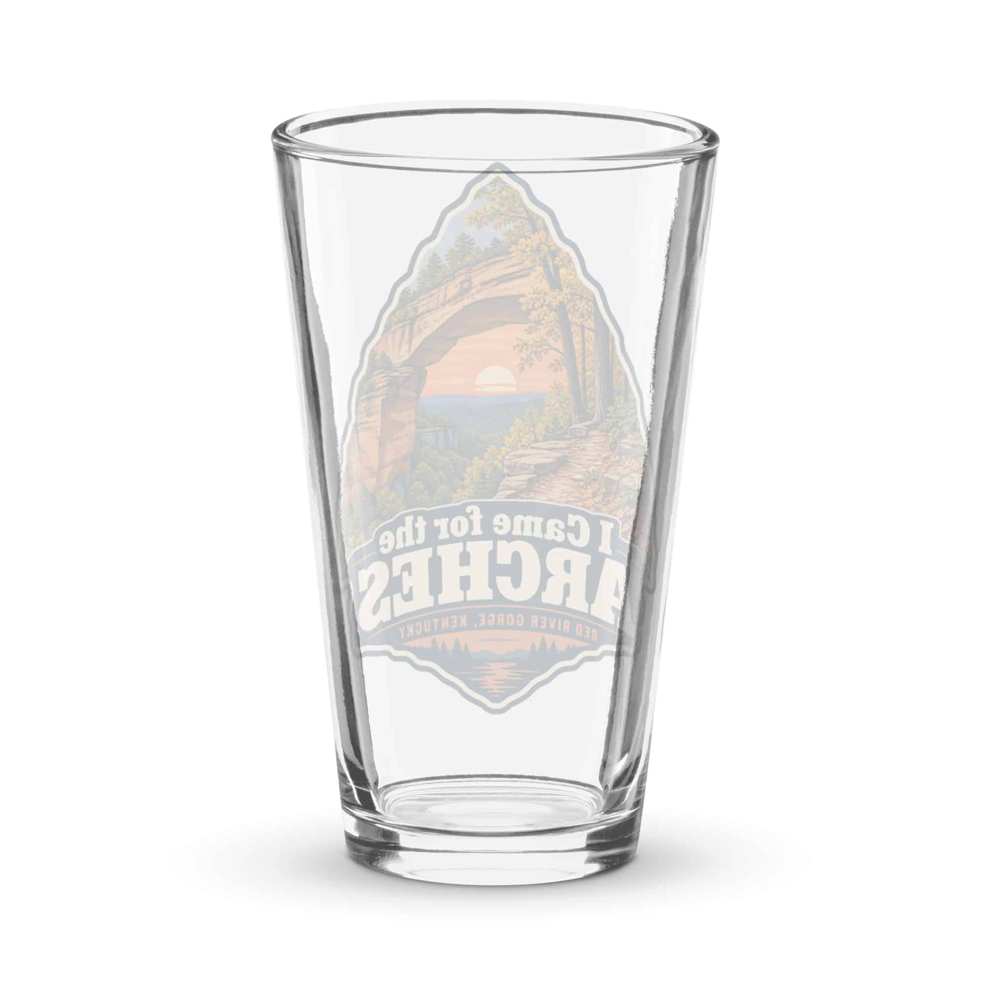 Red River Gorge Pint Glass: I Came for the Arches, Scenic Shield Badge