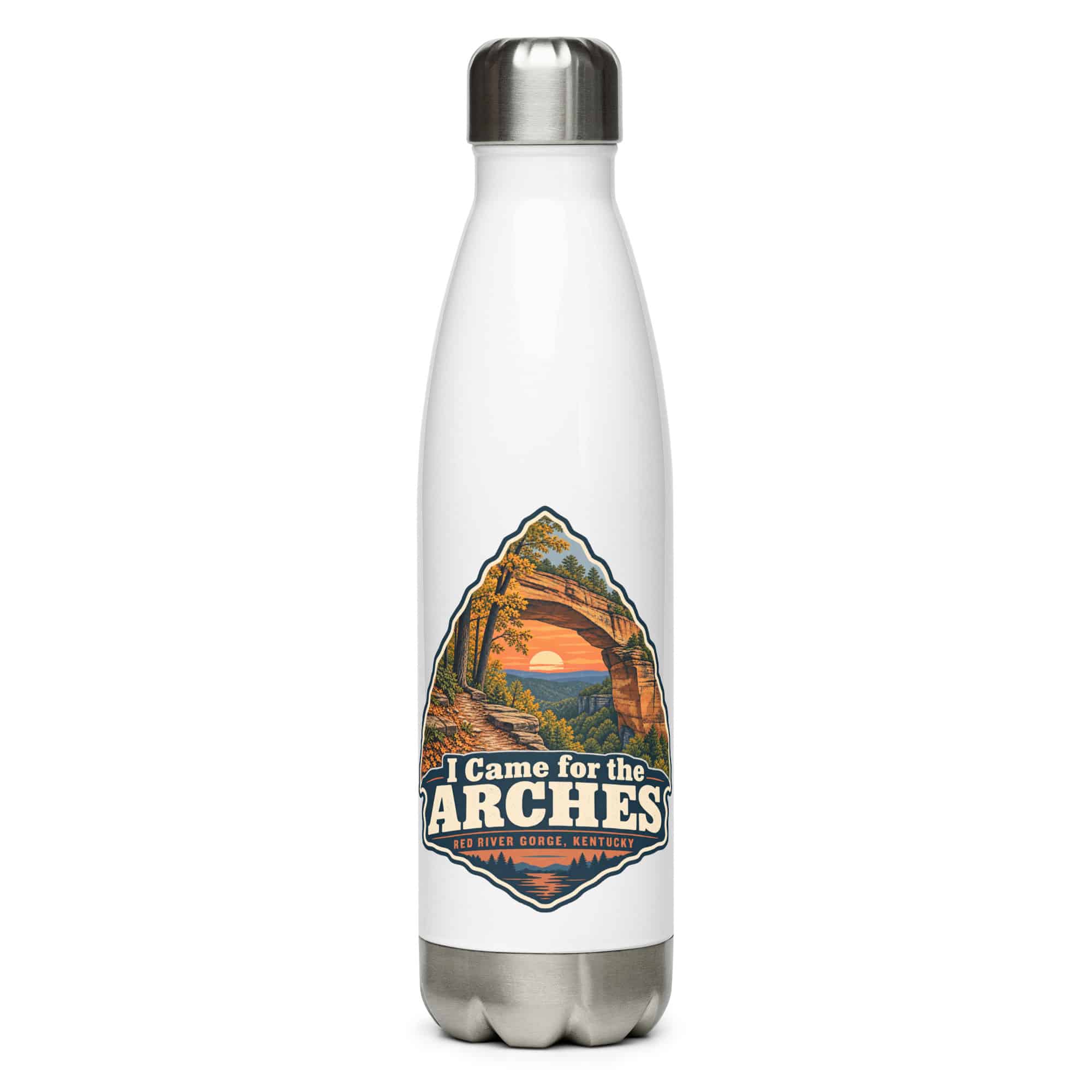 Red River Gorge Stainless Steel Water Bottle: I Came for the Arches, Scenic Shield Badge