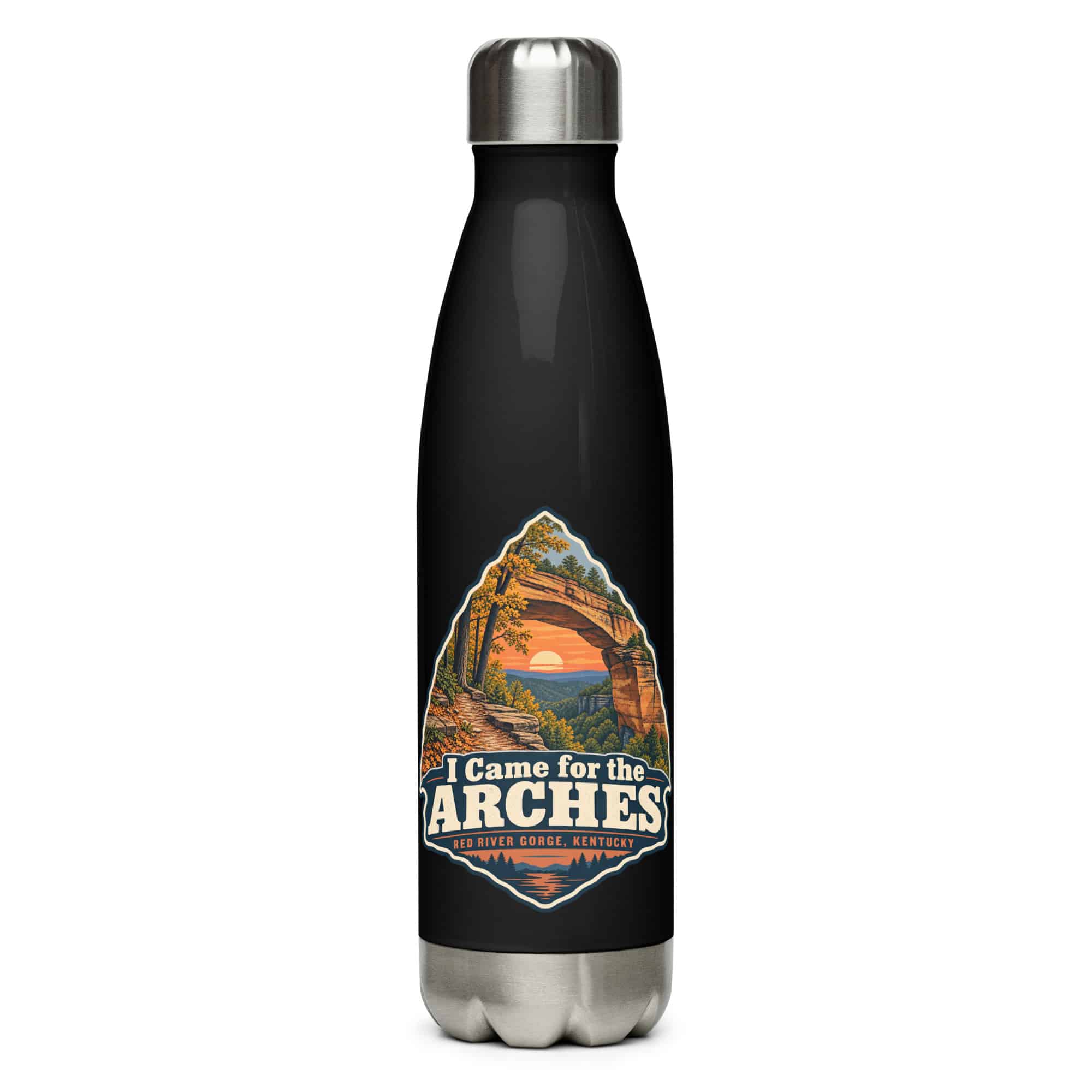 Red River Gorge Stainless Steel Water Bottle: I Came for the Arches, Scenic Shield Badge