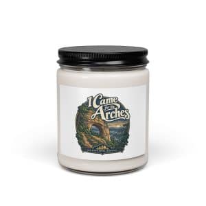 Red River Gorge Soy Wax Candle: I Came for the Arches, Woodland Scenic Lettering - 9oz - Main