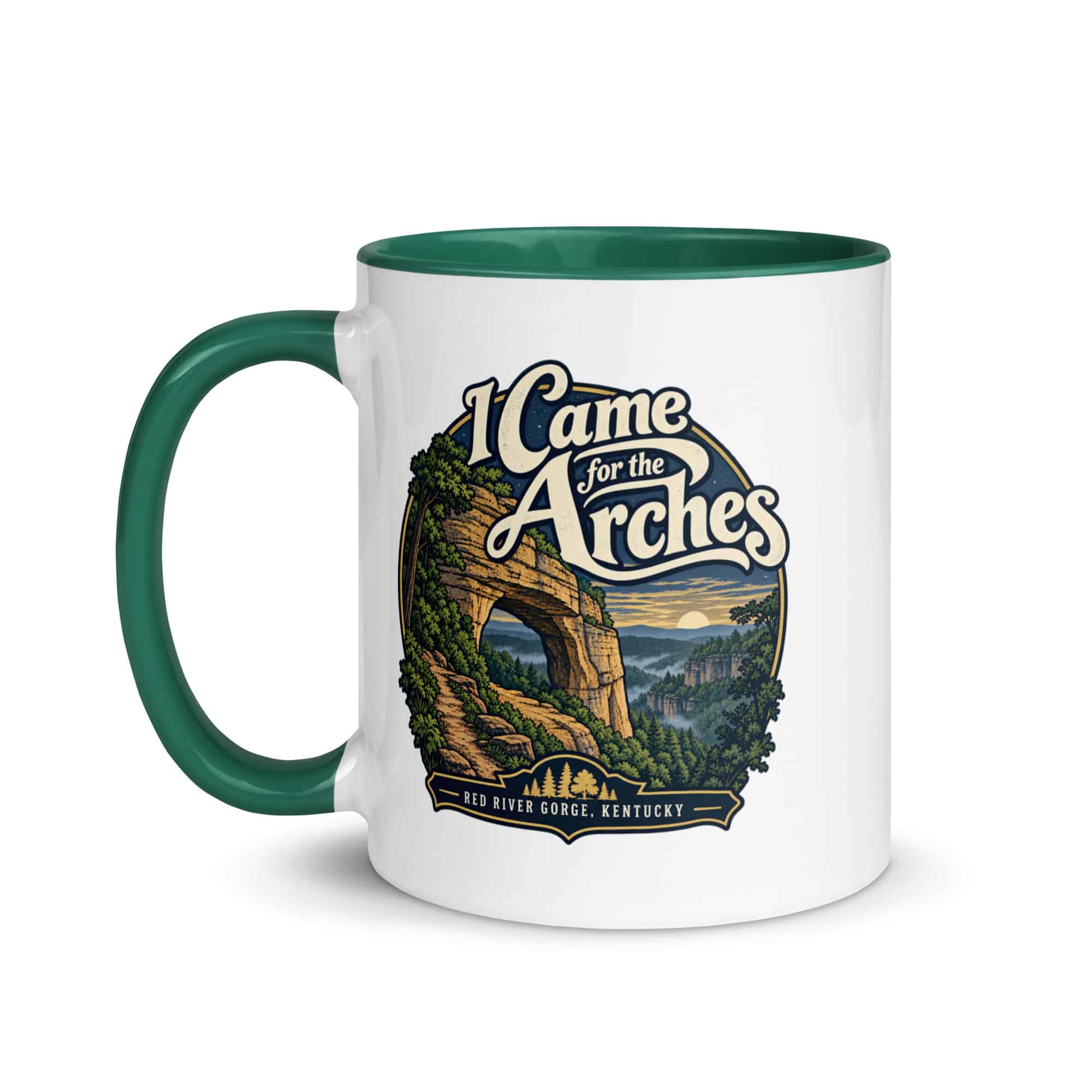 Red River Gorge Color Inside Coffee Mug: I Came for the Arches, Woodland Scenic Lettering
