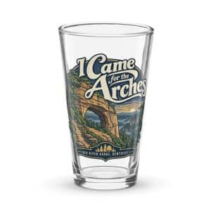 Red River Gorge Pint Glass: I Came for the Arches, Woodland Scenic Lettering - 16 oz - Main