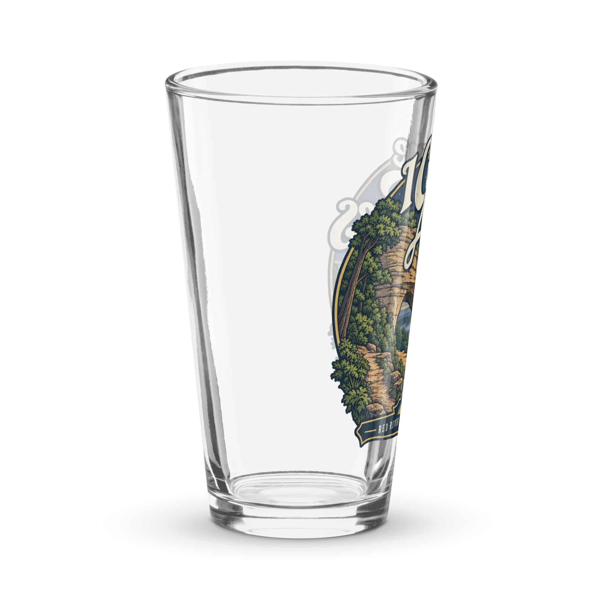 Red River Gorge Pint Glass: I Came for the Arches, Woodland Scenic Lettering
