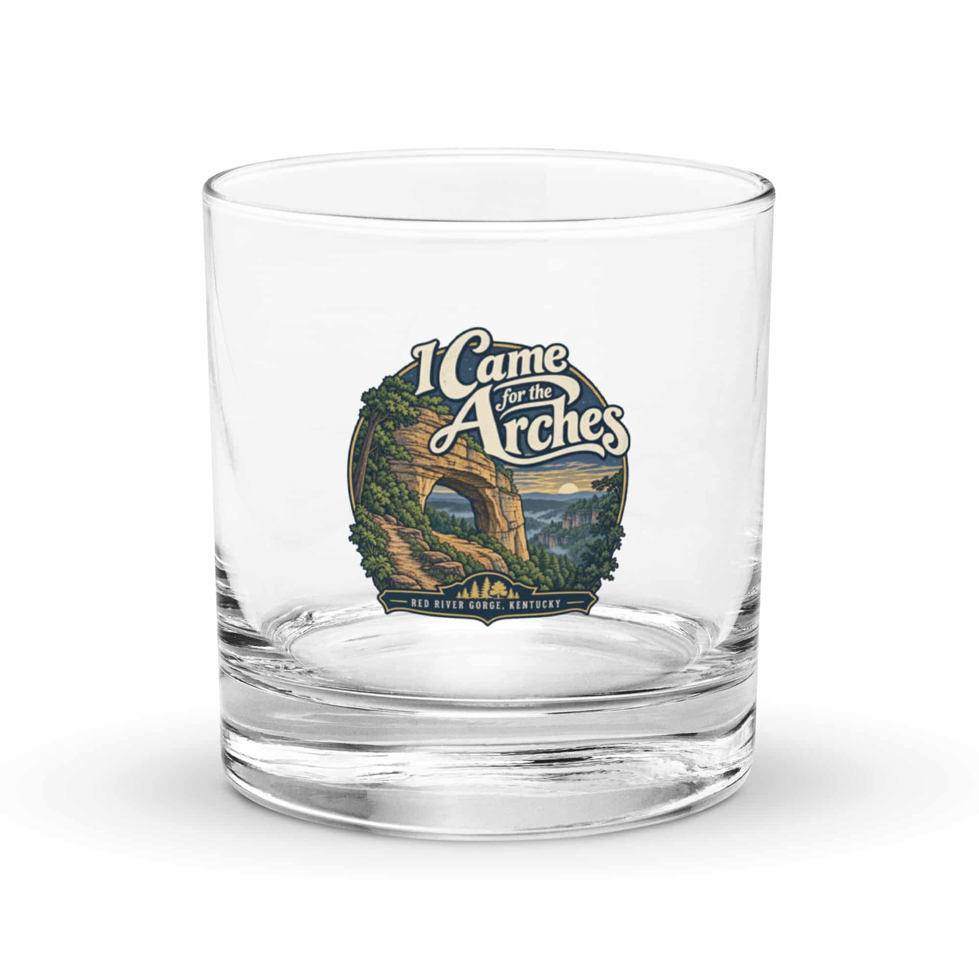 Red River Gorge Rocks Glass: I Came for the Arches, Woodland Scenic Lettering