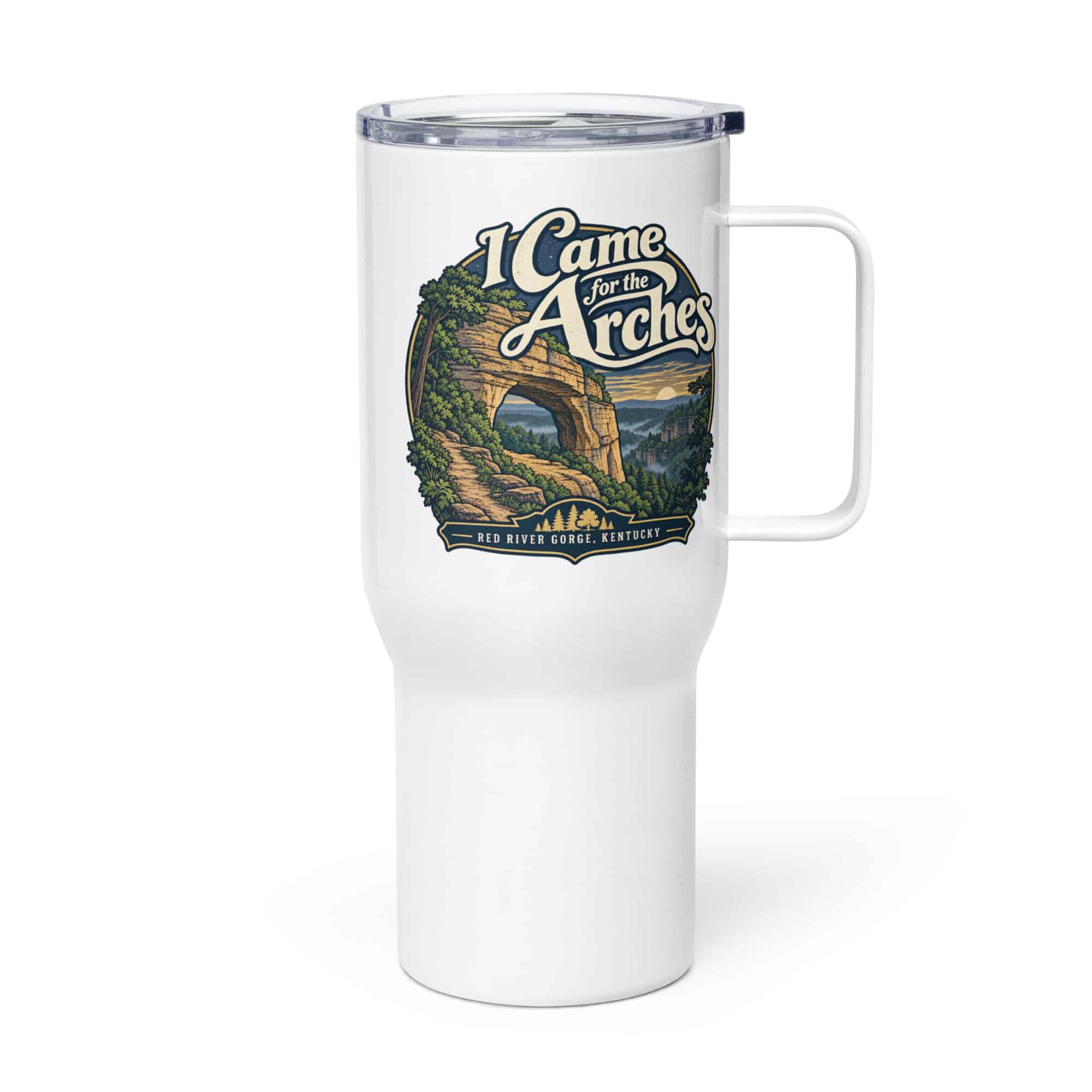 Red River Gorge Travel Mug: I Came for the Arches, Woodland Scenic Lettering