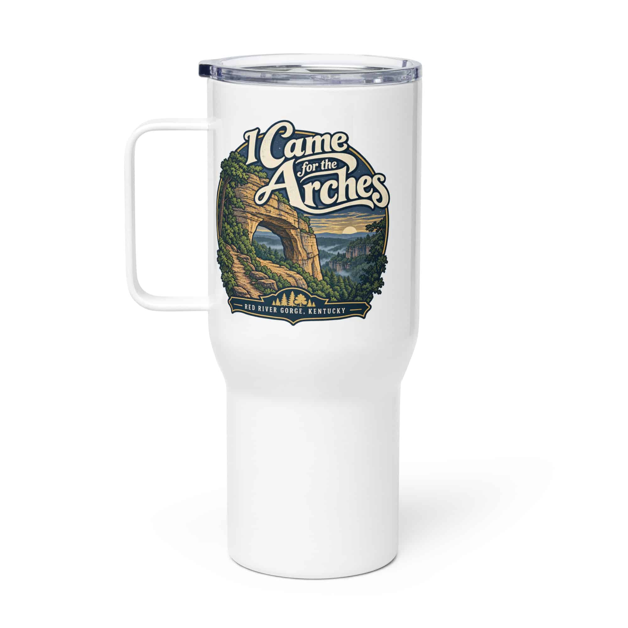 Red River Gorge Travel Mug: I Came for the Arches, Woodland Scenic Lettering