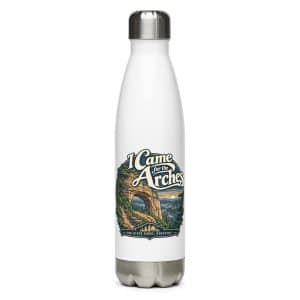 Red River Gorge Stainless Steel Water Bottle: I Came for the Arches, Woodland Scenic Lettering - 17 oz - Main