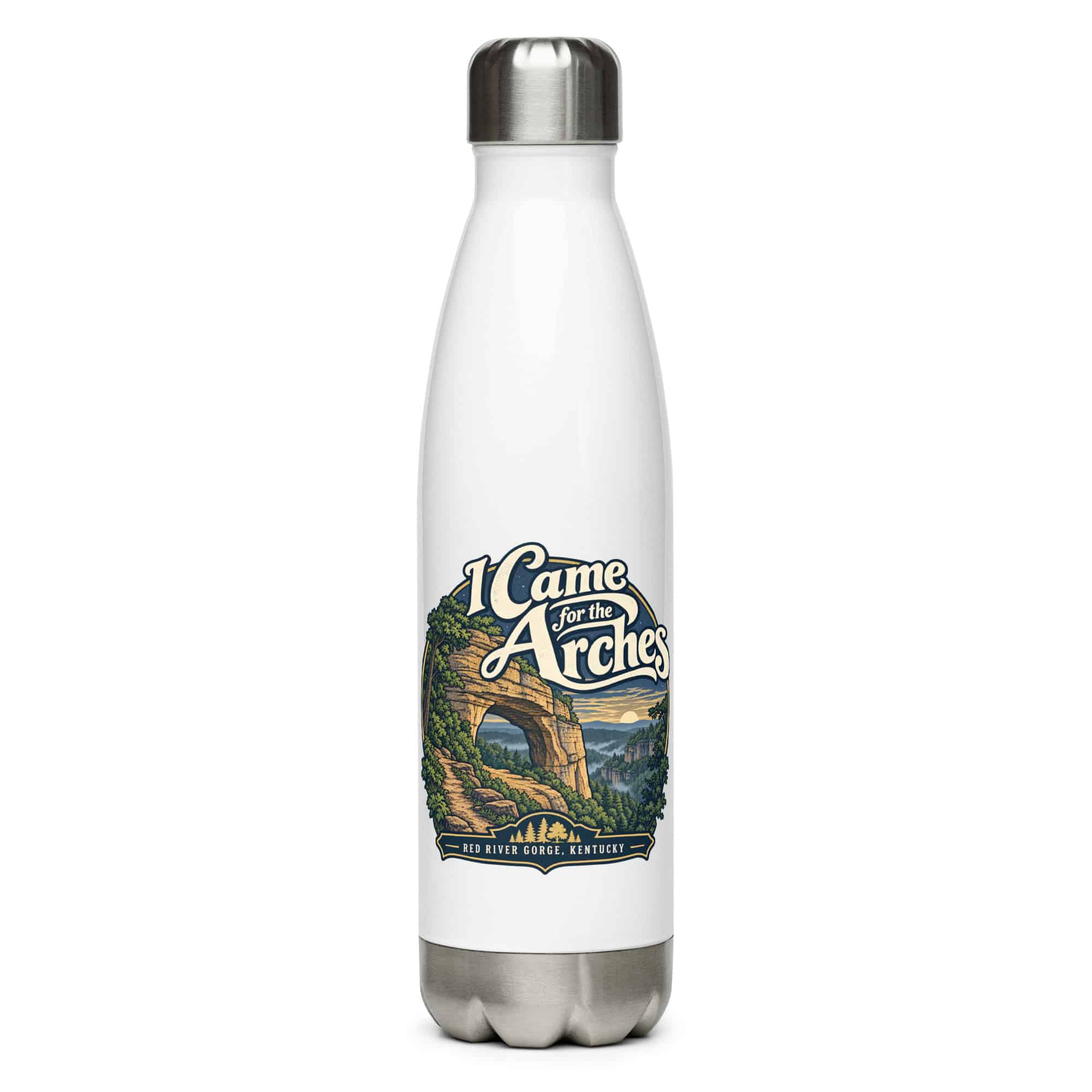 Red River Gorge Stainless Steel Water Bottle: I Came for the Arches, Woodland Scenic Lettering