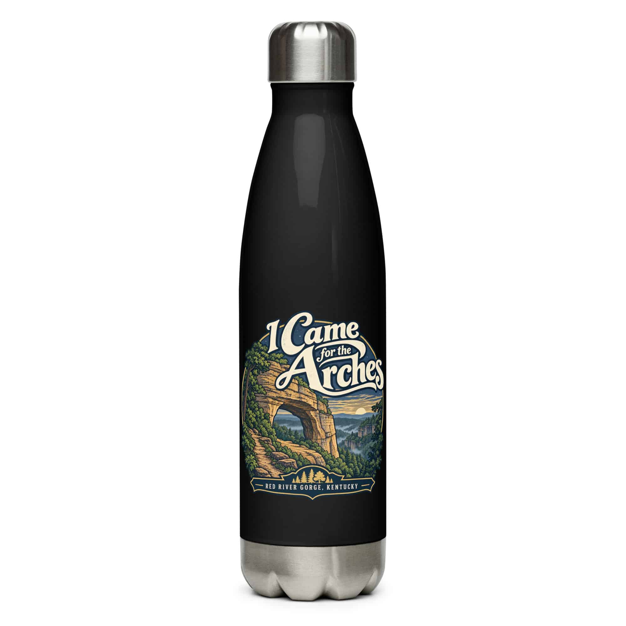 Red River Gorge Stainless Steel Water Bottle: I Came for the Arches, Woodland Scenic Lettering