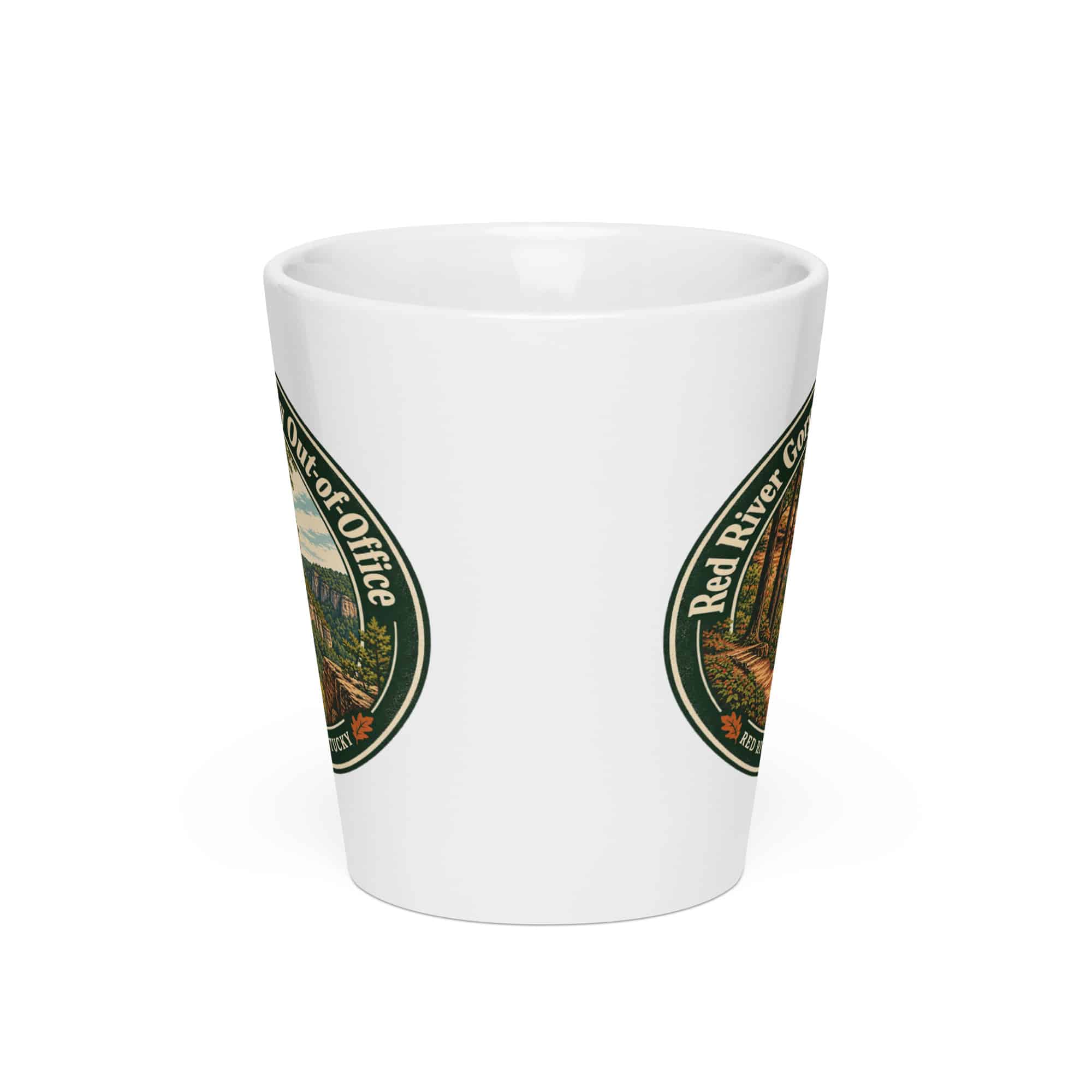 Red River Gorge Latte Mug: Red River Gorge Is My Out-of-Office, Vintage Round Badge