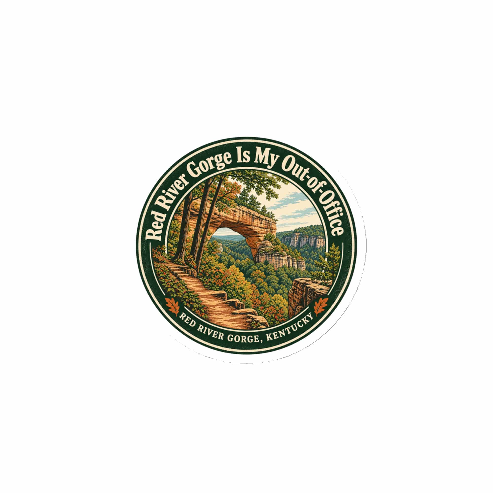 Red River Gorge Die-Cut Magnet: Red River Gorge Is My Out-of-Office, Vintage Round Badge