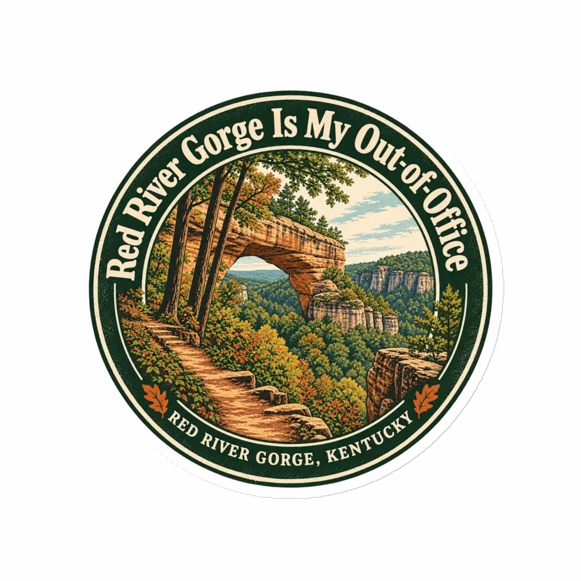 Red River Gorge Die-Cut Magnet: Red River Gorge Is My Out-of-Office, Vintage Round Badge