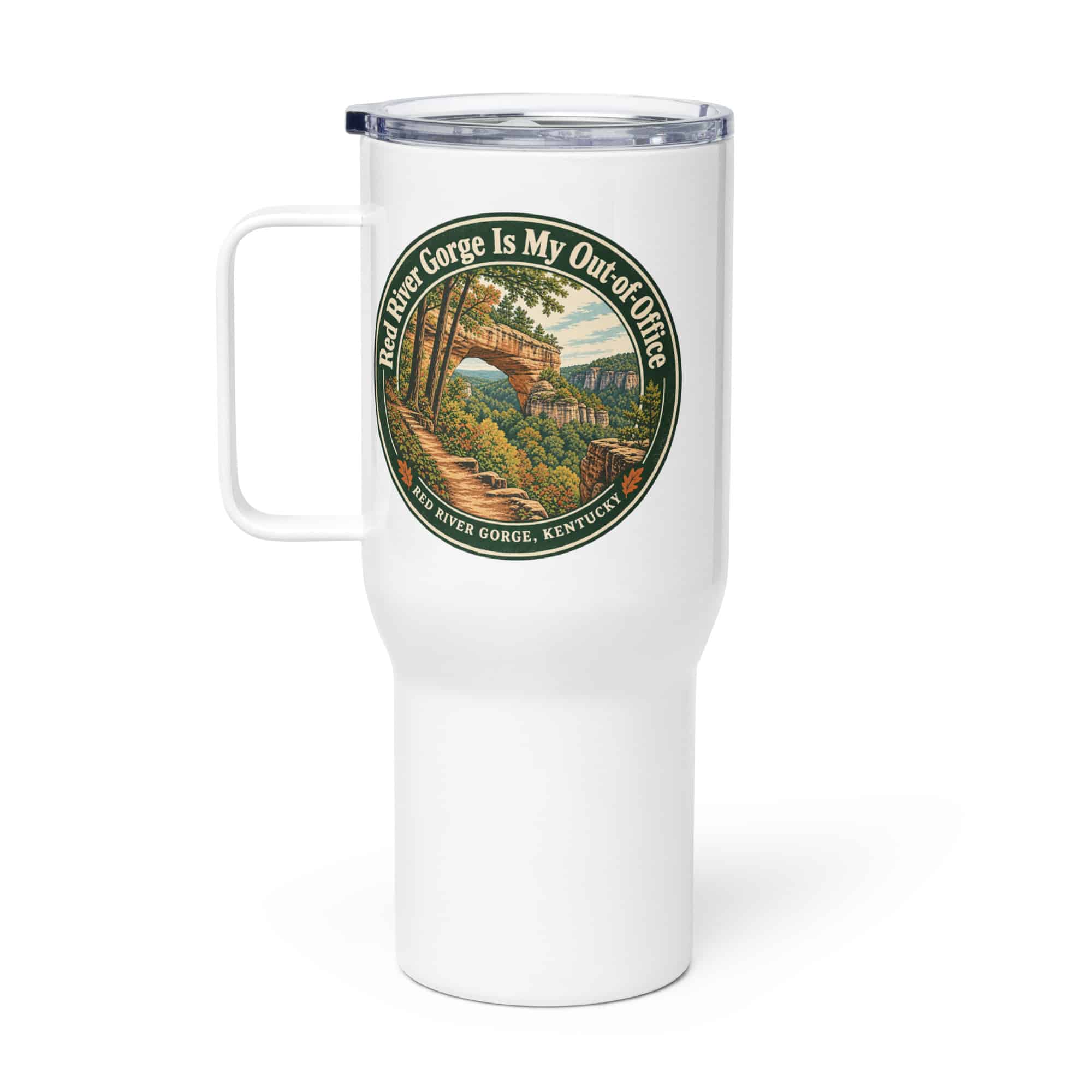 Red River Gorge Travel Mug: Red River Gorge Is My Out-of-Office, Vintage Round Badge
