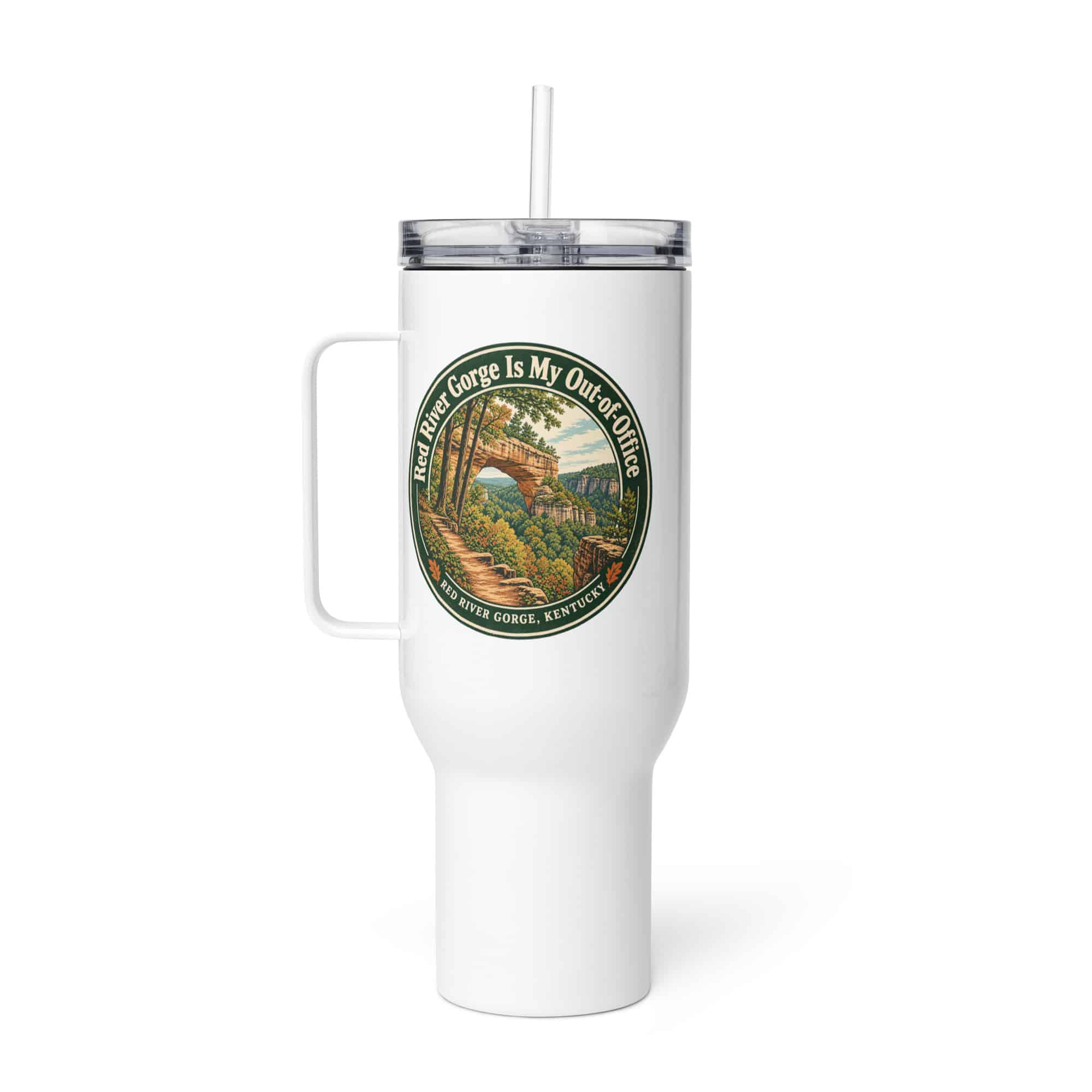 Red River Gorge Travel Mug: Red River Gorge Is My Out-of-Office, Vintage Round Badge