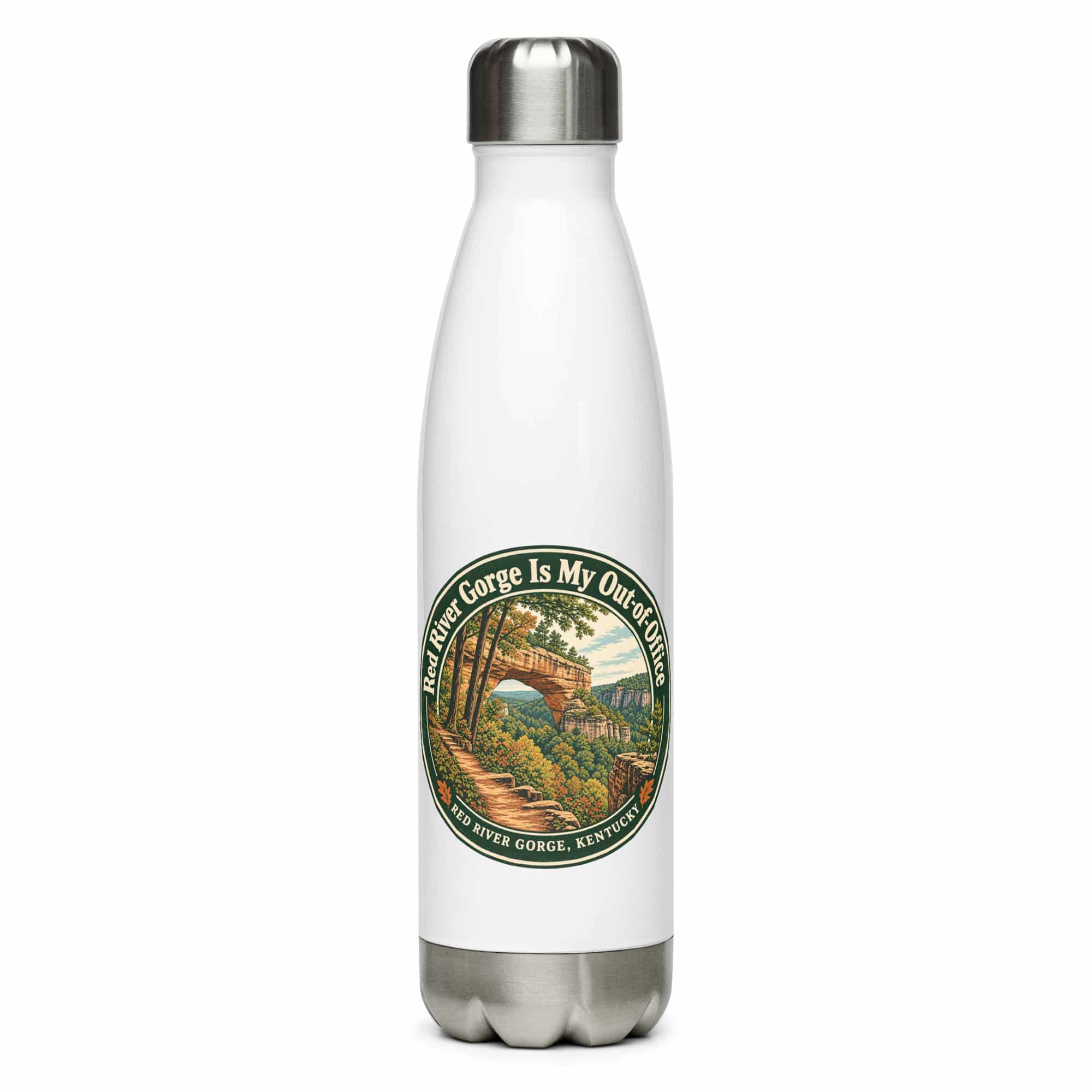 Red River Gorge Stainless Steel Water Bottle: Red River Gorge Is My Out-of-Office, Vintage Round Badge