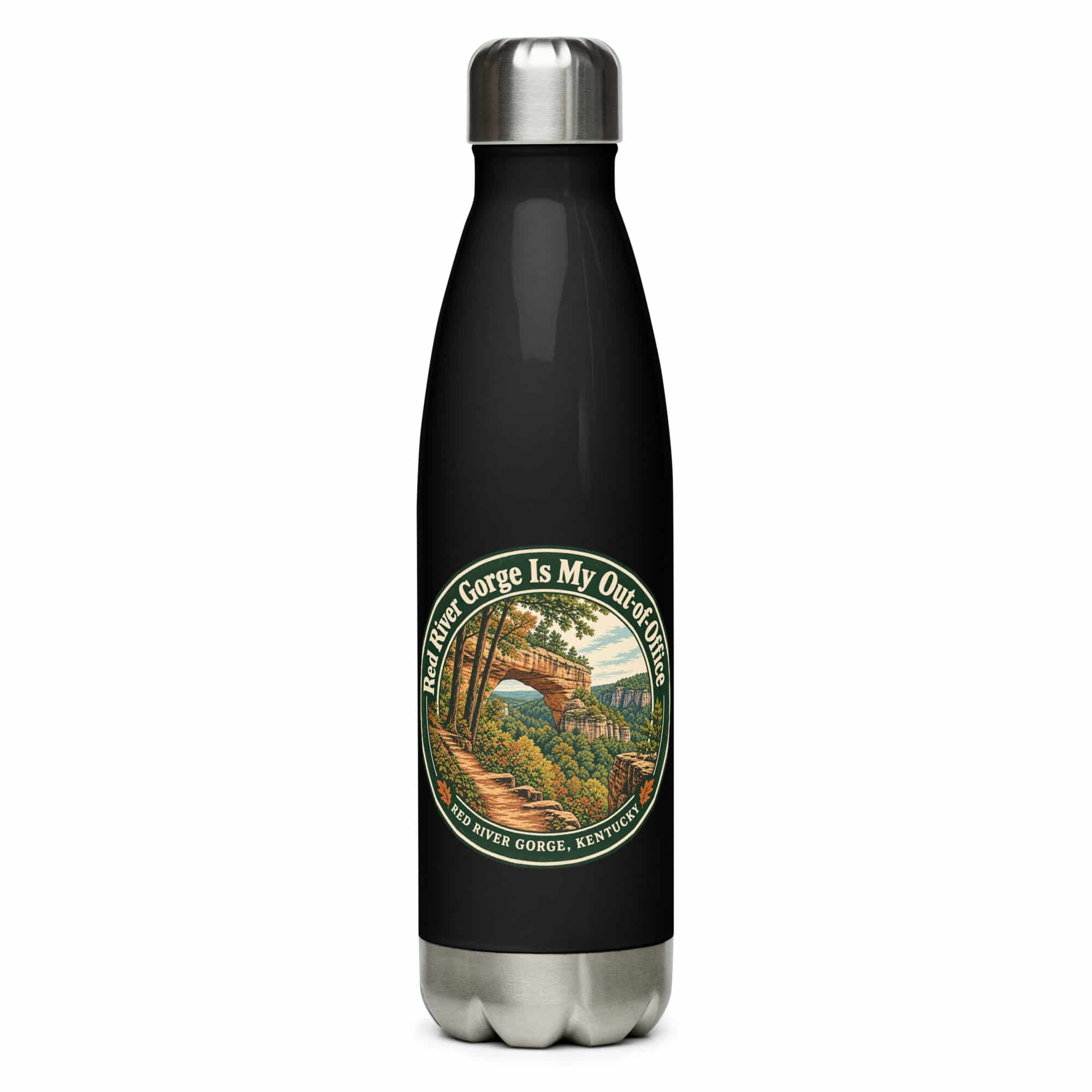 Red River Gorge Stainless Steel Water Bottle: Red River Gorge Is My Out-of-Office, Vintage Round Badge