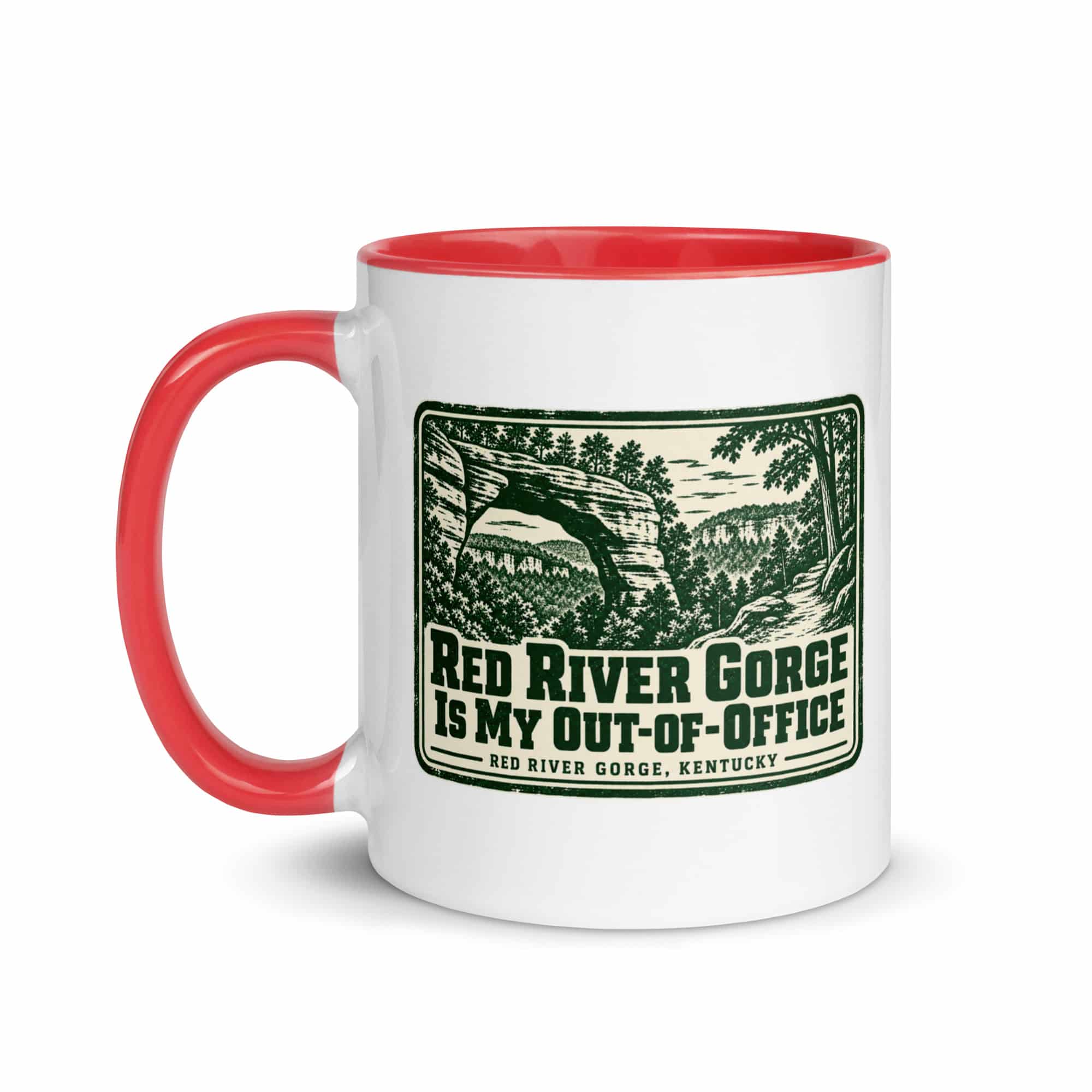 Red River Gorge Color Inside Coffee Mug: Red River Gorge Is My Out-of-Office, Forest Ink Stamp