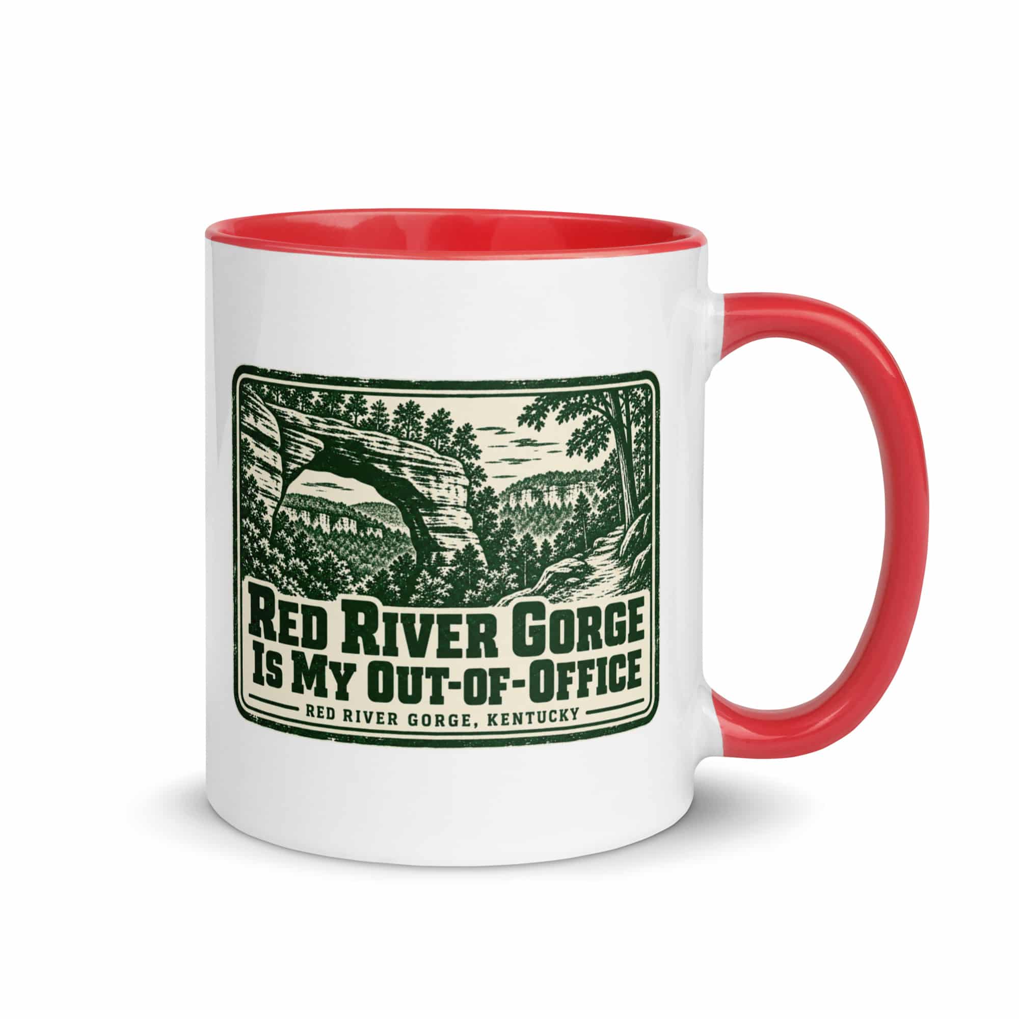 Red River Gorge Color Inside Coffee Mug: Red River Gorge Is My Out-of-Office, Forest Ink Stamp