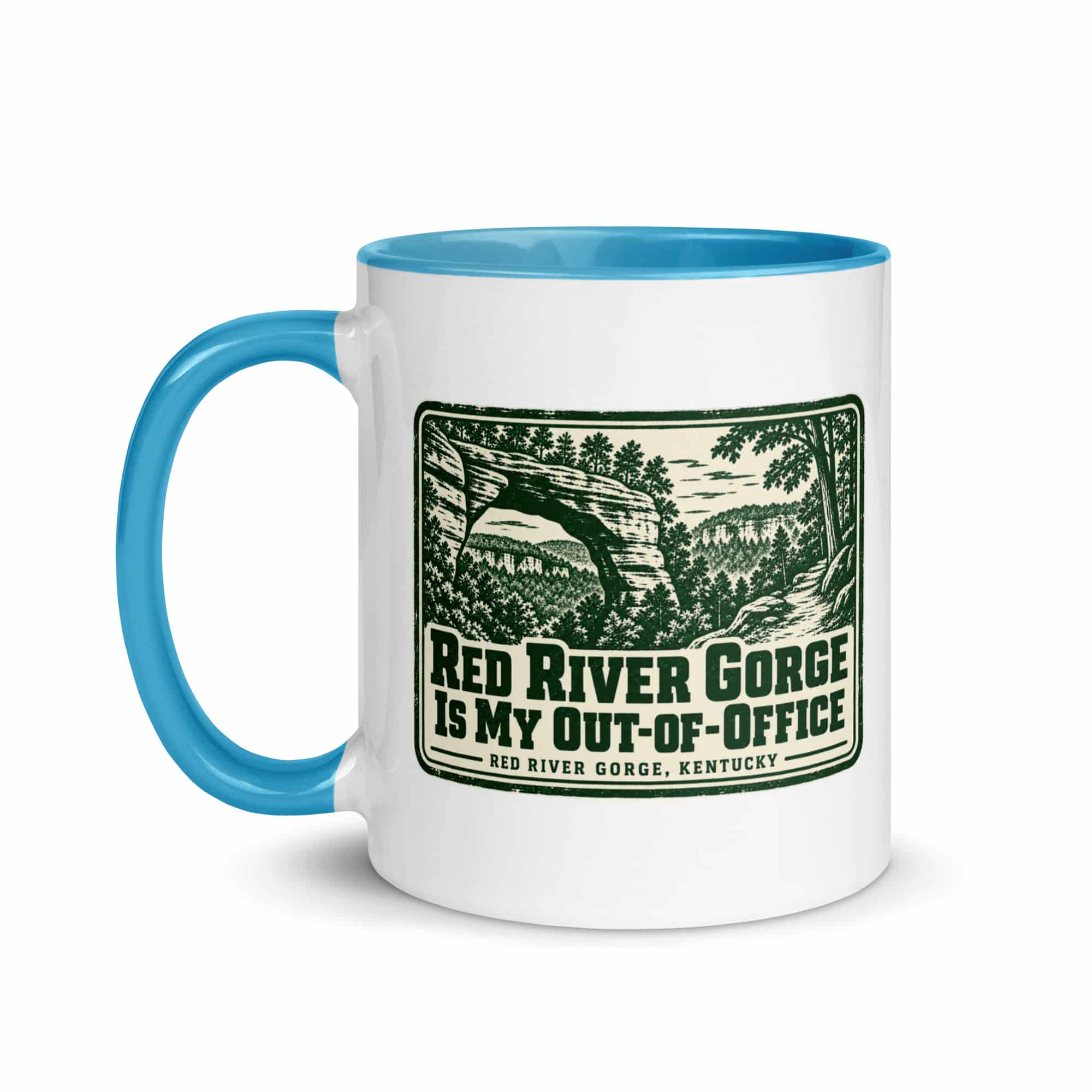 Red River Gorge Color Inside Coffee Mug: Red River Gorge Is My Out-of-Office, Forest Ink Stamp
