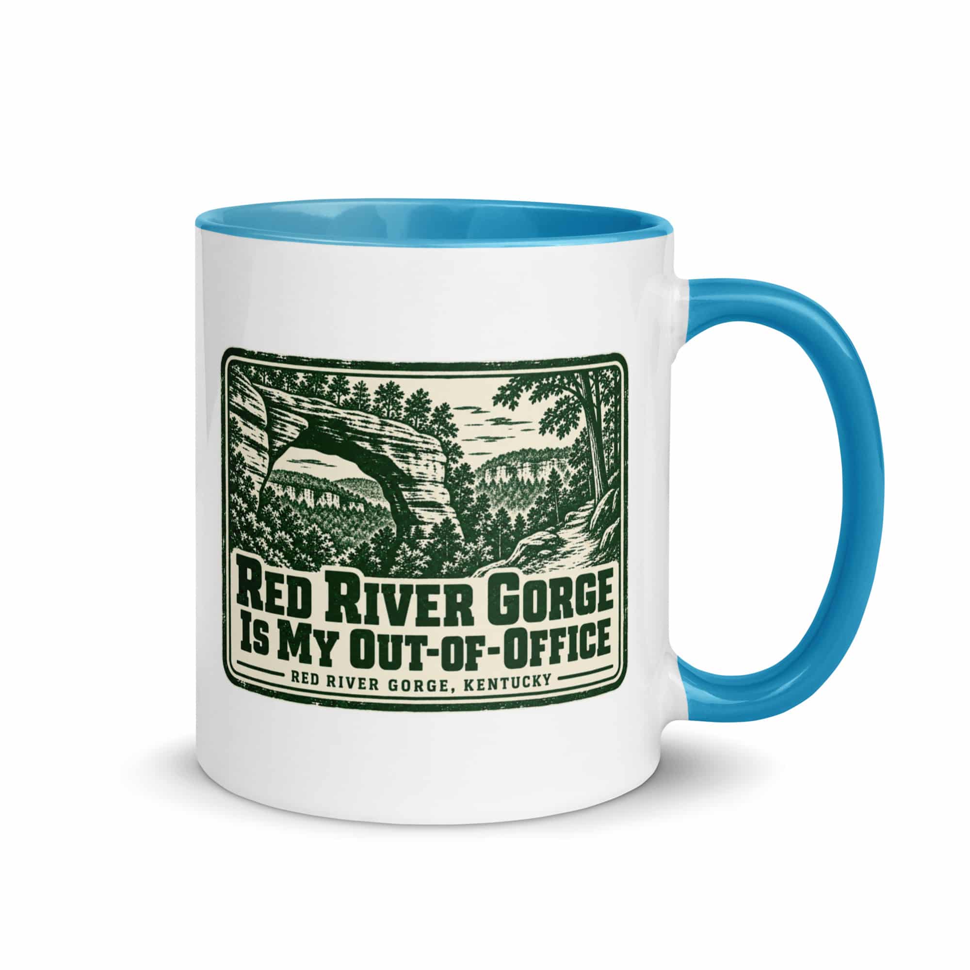 Red River Gorge Color Inside Coffee Mug: Red River Gorge Is My Out-of-Office, Forest Ink Stamp
