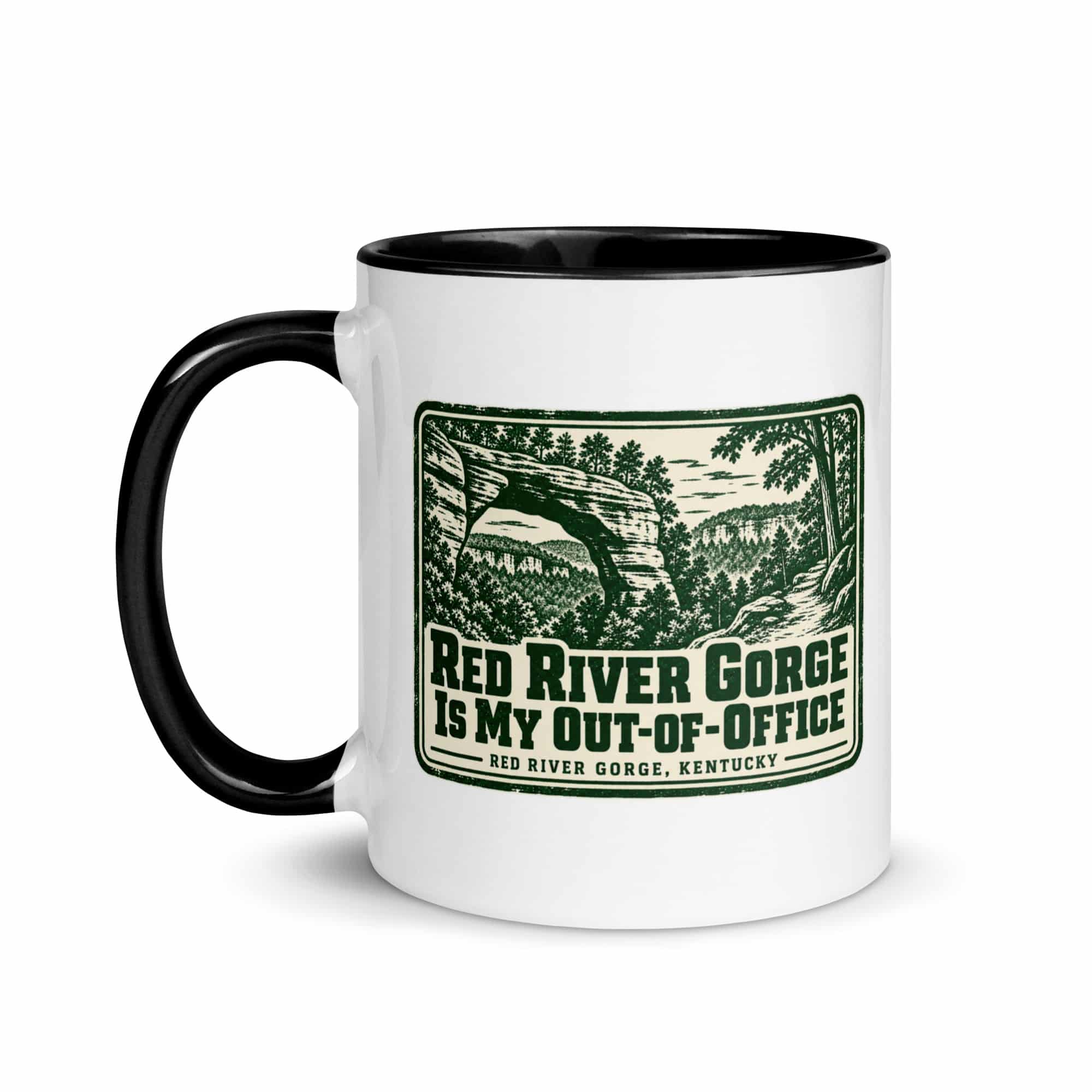 Red River Gorge Color Inside Coffee Mug: Red River Gorge Is My Out-of-Office, Forest Ink Stamp