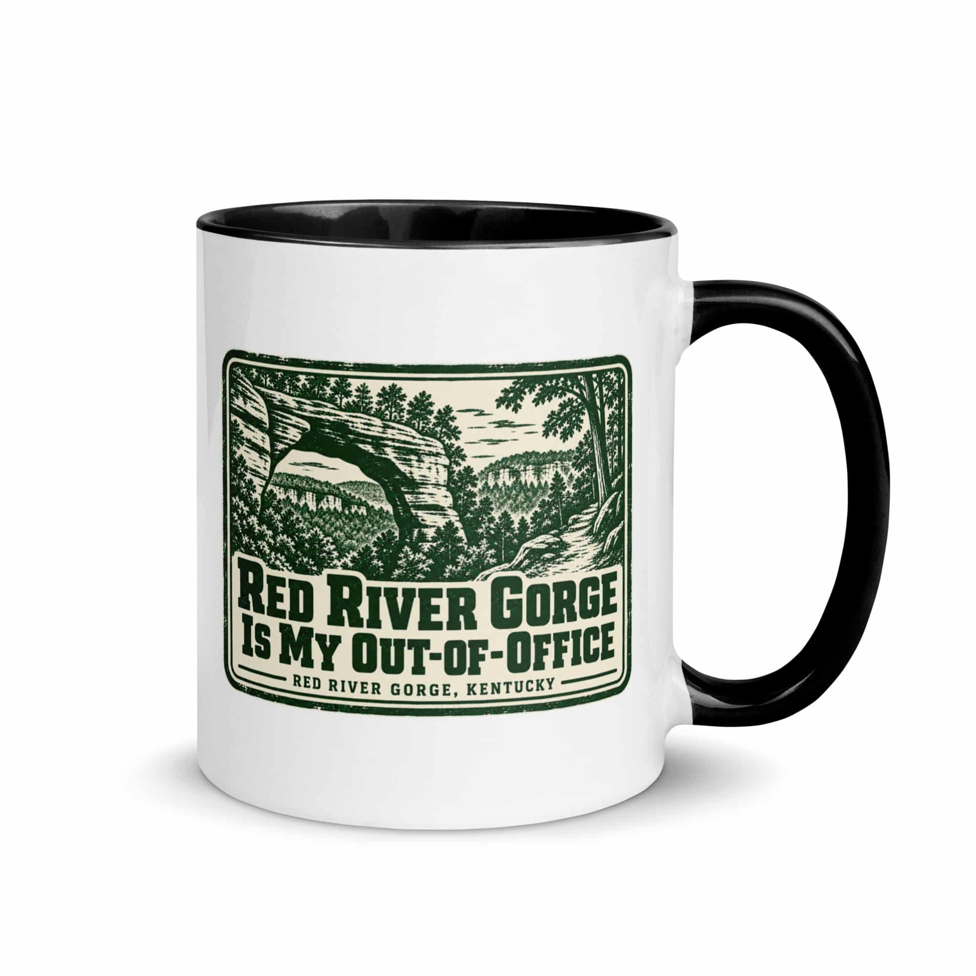 Red River Gorge Color Inside Coffee Mug: Red River Gorge Is My Out-of-Office, Forest Ink Stamp