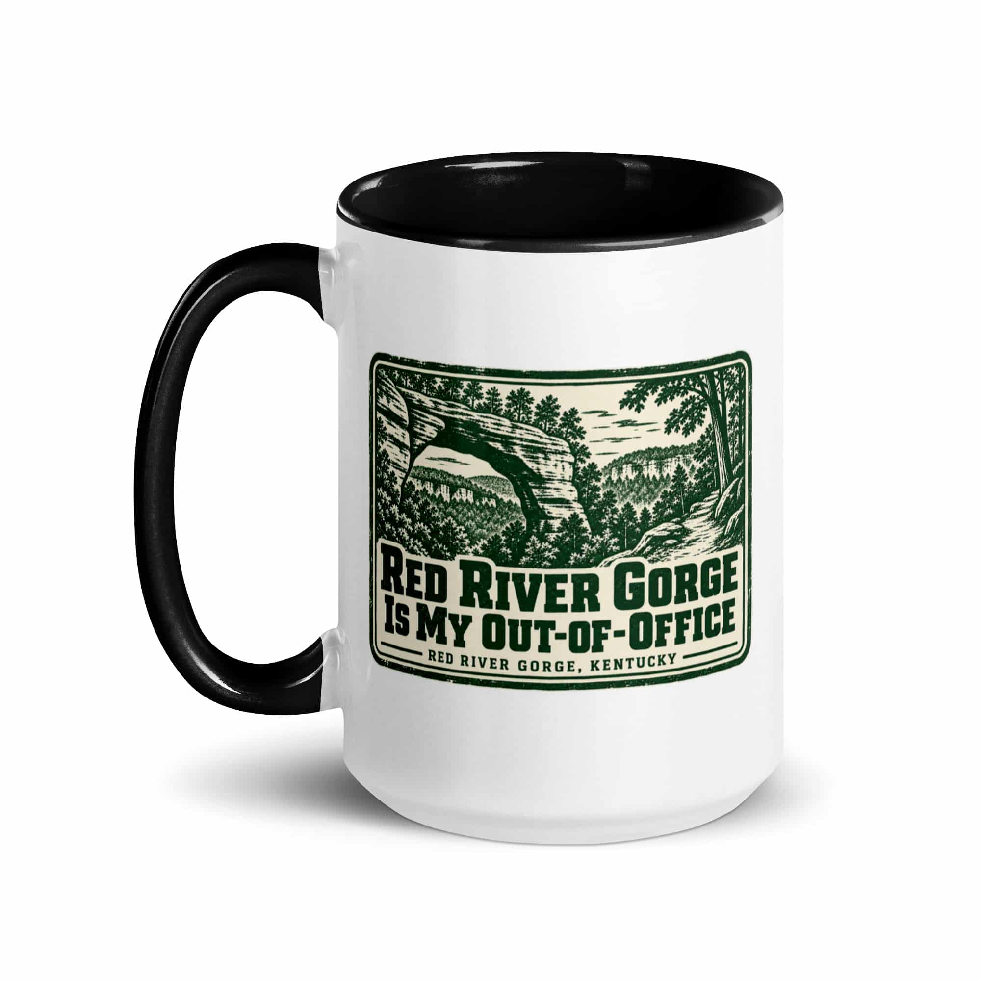 Red River Gorge Color Inside Coffee Mug: Red River Gorge Is My Out-of-Office, Forest Ink Stamp