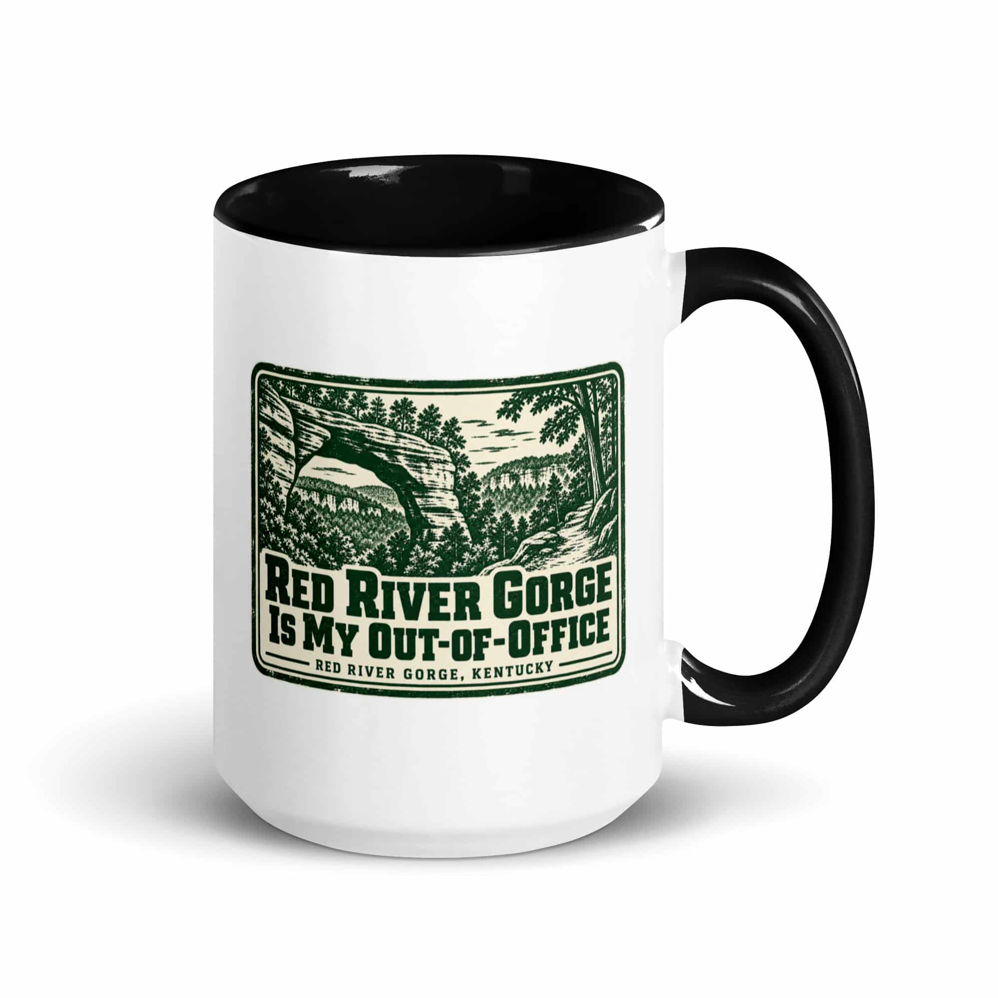Red River Gorge Color Inside Coffee Mug: Red River Gorge Is My Out-of-Office, Forest Ink Stamp