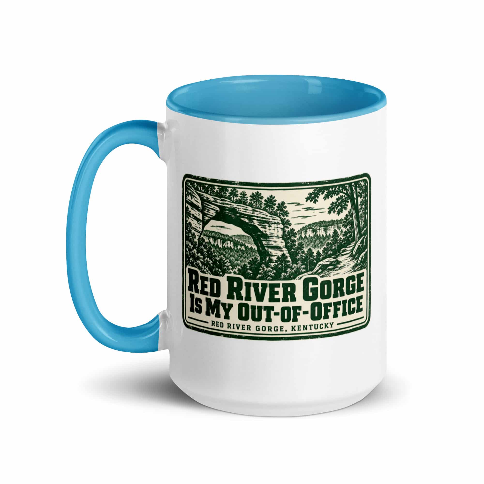 Red River Gorge Color Inside Coffee Mug: Red River Gorge Is My Out-of-Office, Forest Ink Stamp