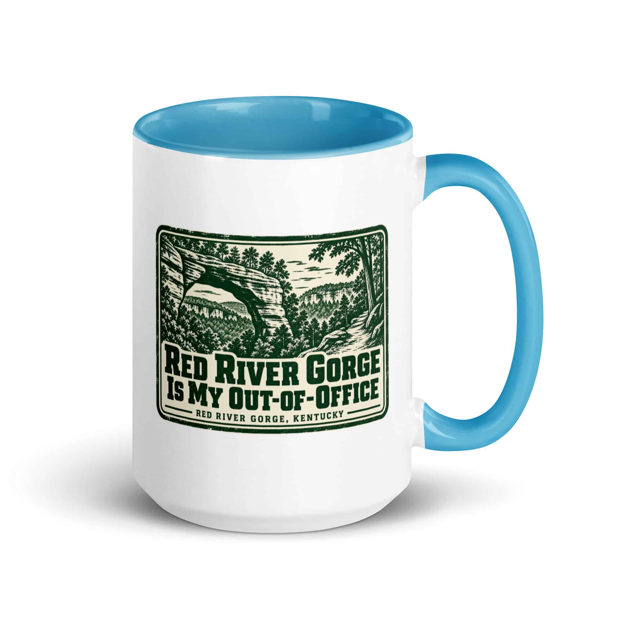 Red River Gorge Color Inside Coffee Mug: Red River Gorge Is My Out-of-Office, Forest Ink Stamp
