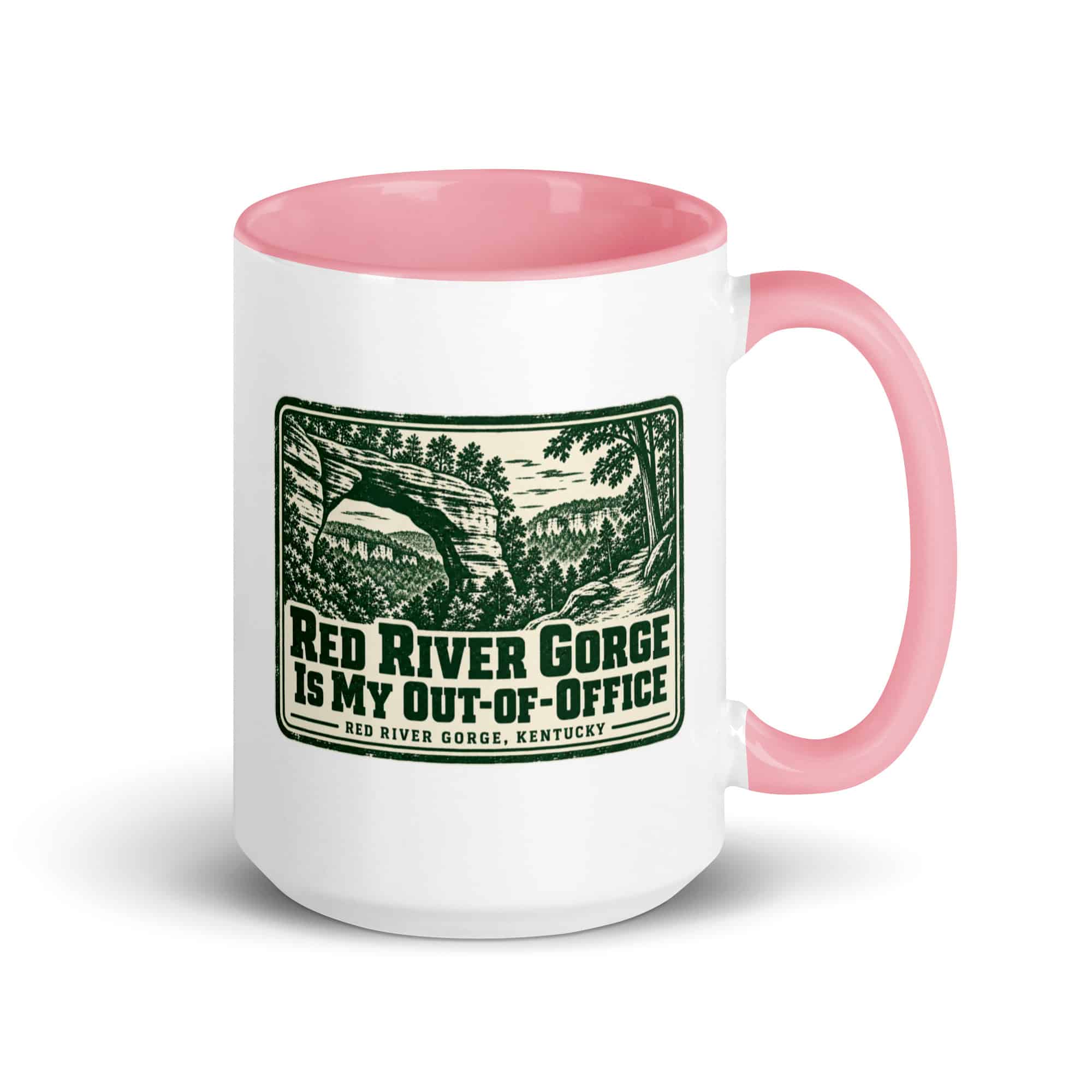 Red River Gorge Color Inside Coffee Mug: Red River Gorge Is My Out-of-Office, Forest Ink Stamp