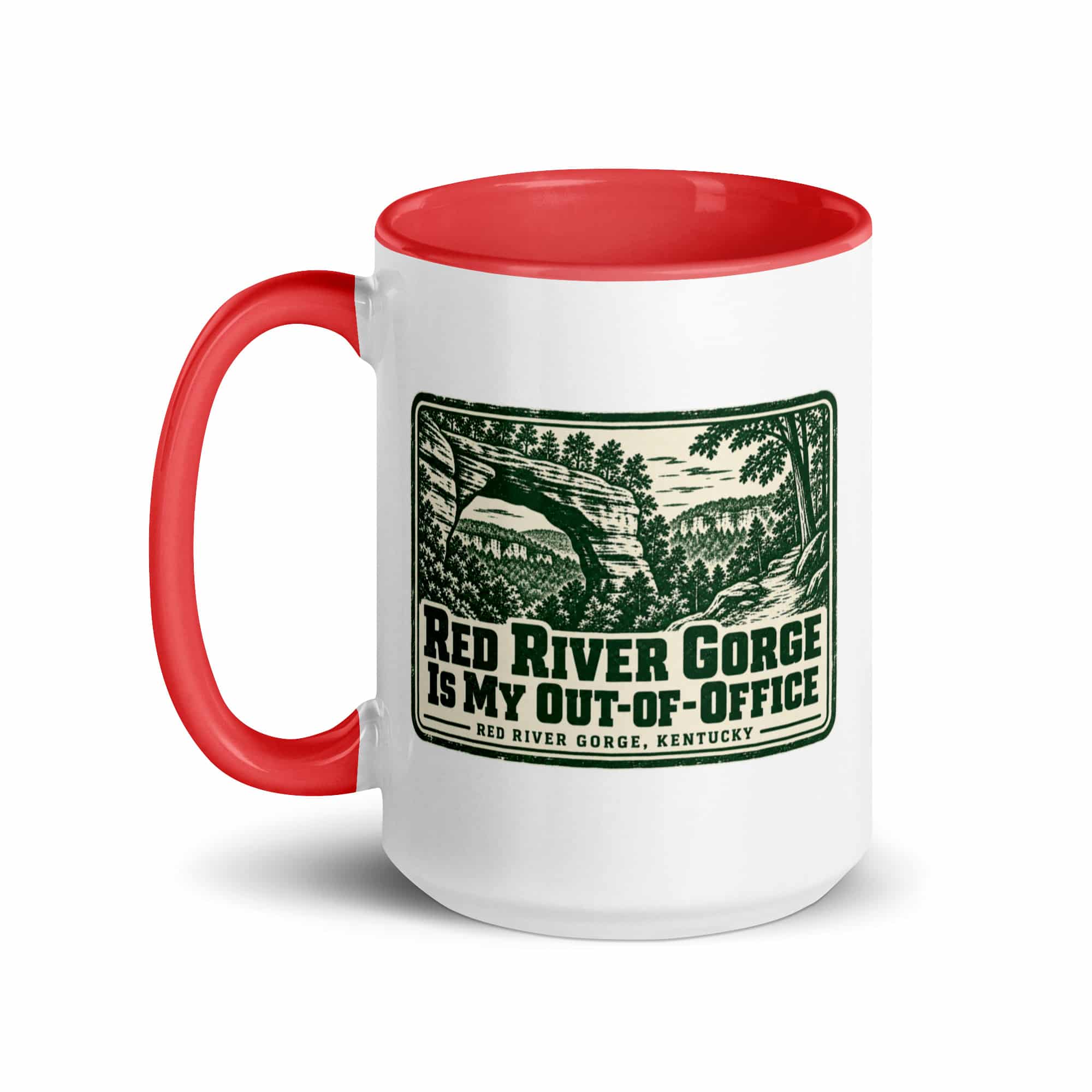 Red River Gorge Color Inside Coffee Mug: Red River Gorge Is My Out-of-Office, Forest Ink Stamp