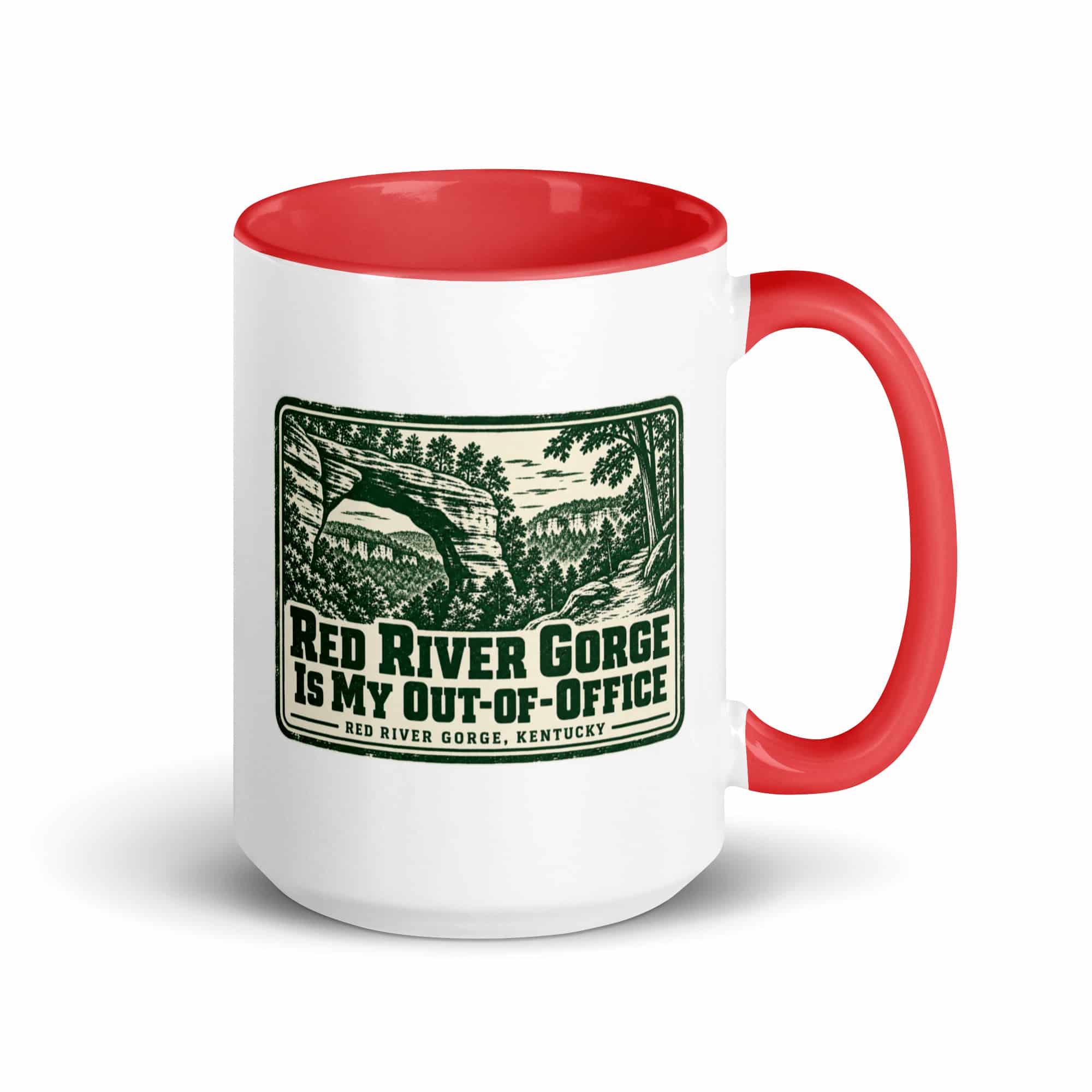 Red River Gorge Color Inside Coffee Mug: Red River Gorge Is My Out-of-Office, Forest Ink Stamp