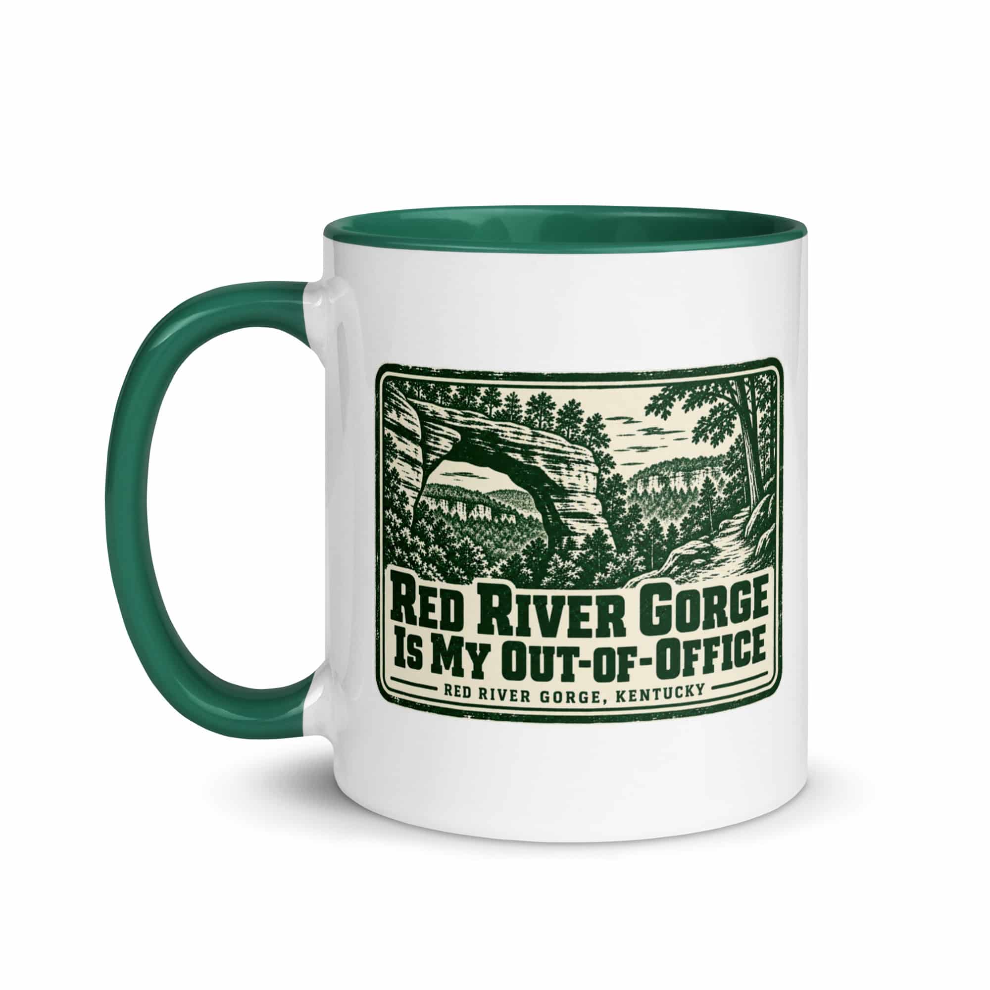 Red River Gorge Color Inside Coffee Mug: Red River Gorge Is My Out-of-Office, Forest Ink Stamp