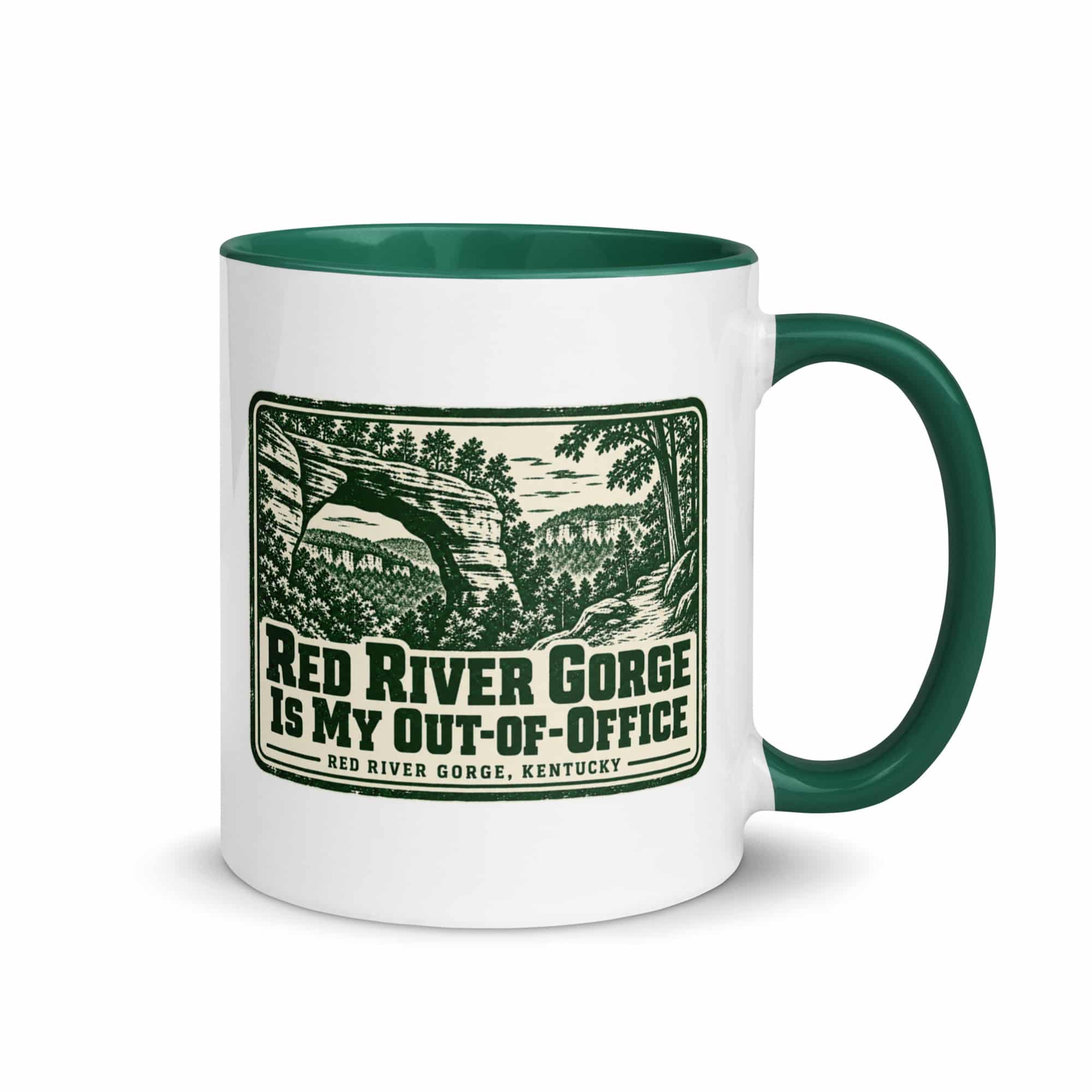 Red River Gorge Color Inside Coffee Mug: Red River Gorge Is My Out-of-Office, Forest Ink Stamp