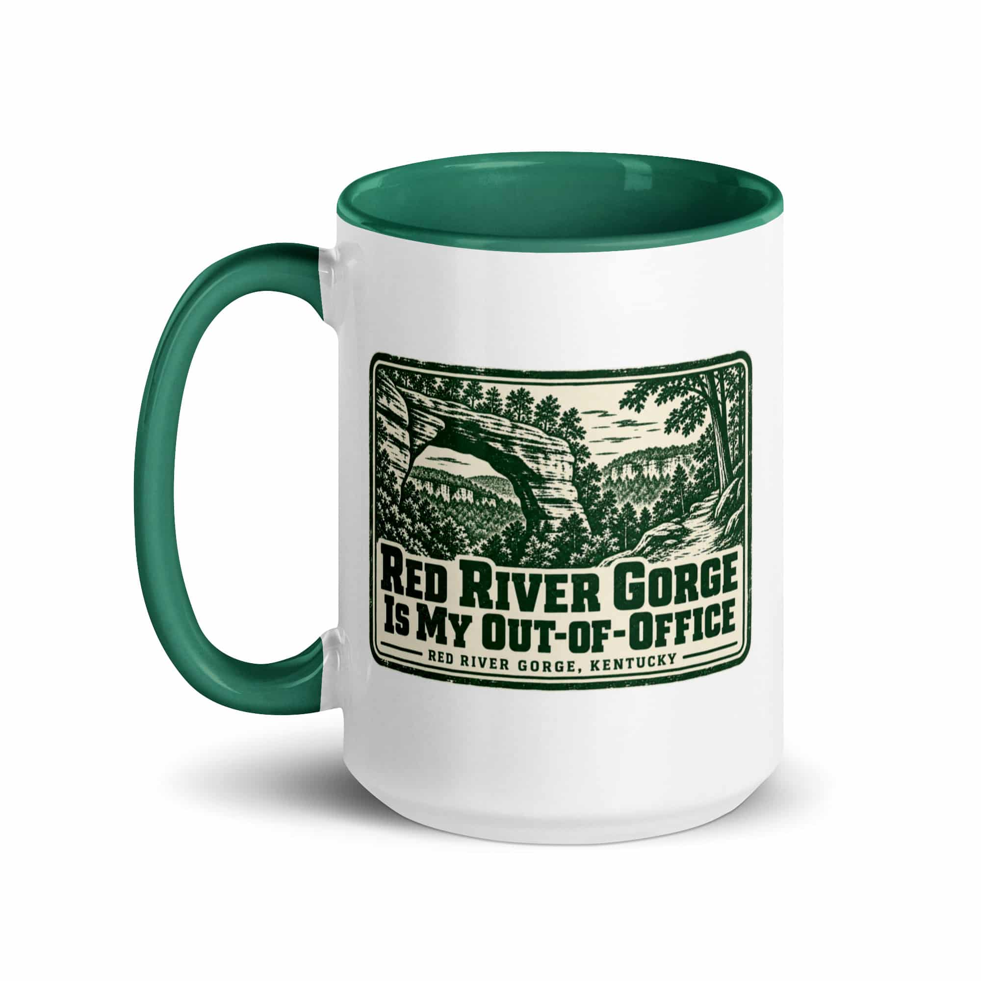 Red River Gorge Color Inside Coffee Mug: Red River Gorge Is My Out-of-Office, Forest Ink Stamp