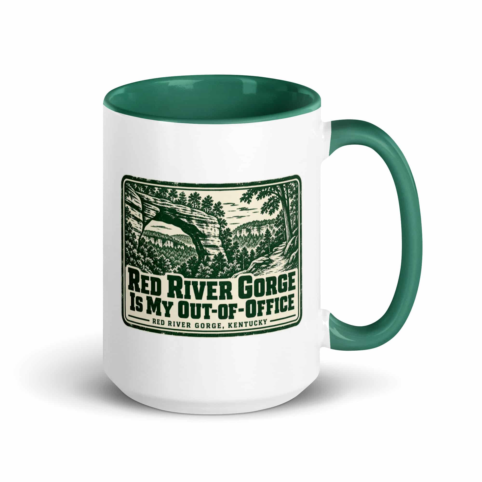 Red River Gorge Color Inside Coffee Mug: Red River Gorge Is My Out-of-Office, Forest Ink Stamp