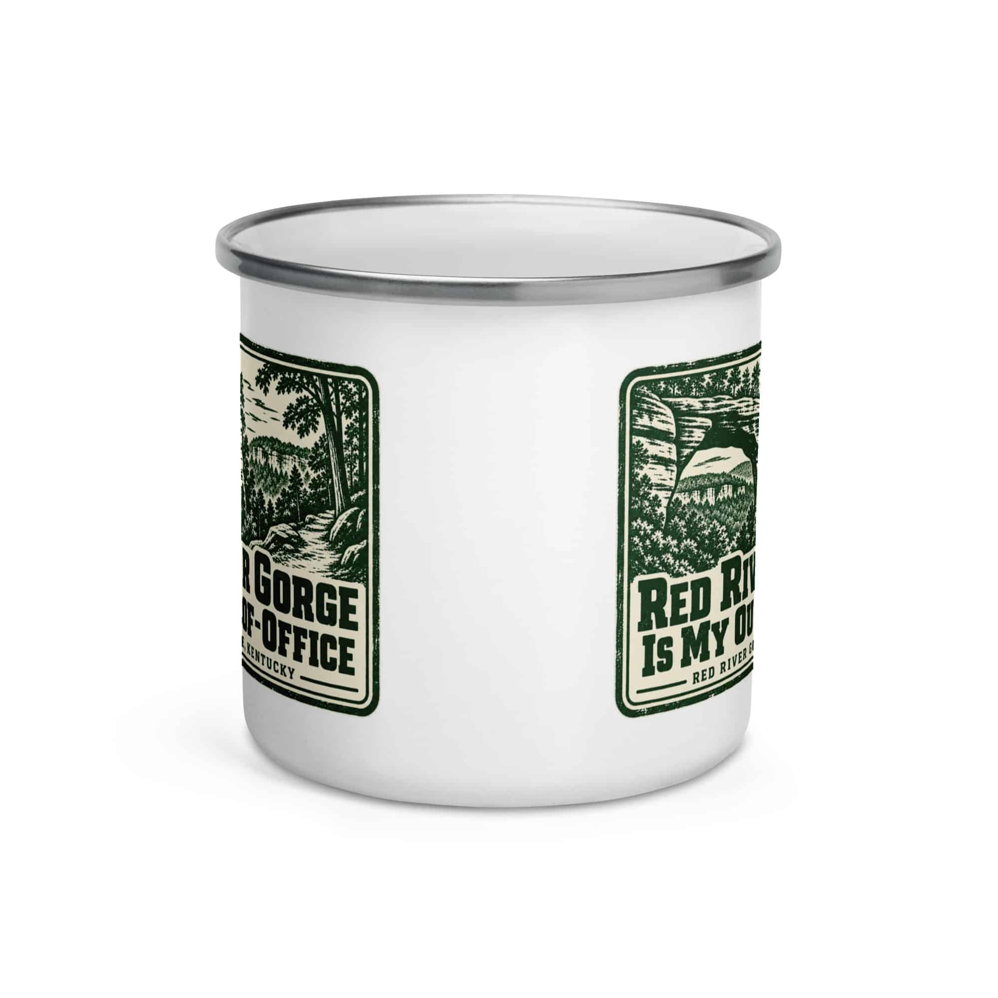 Red River Gorge Enamel Camp Mug: Red River Gorge Is My Out-of-Office, Forest Ink Stamp