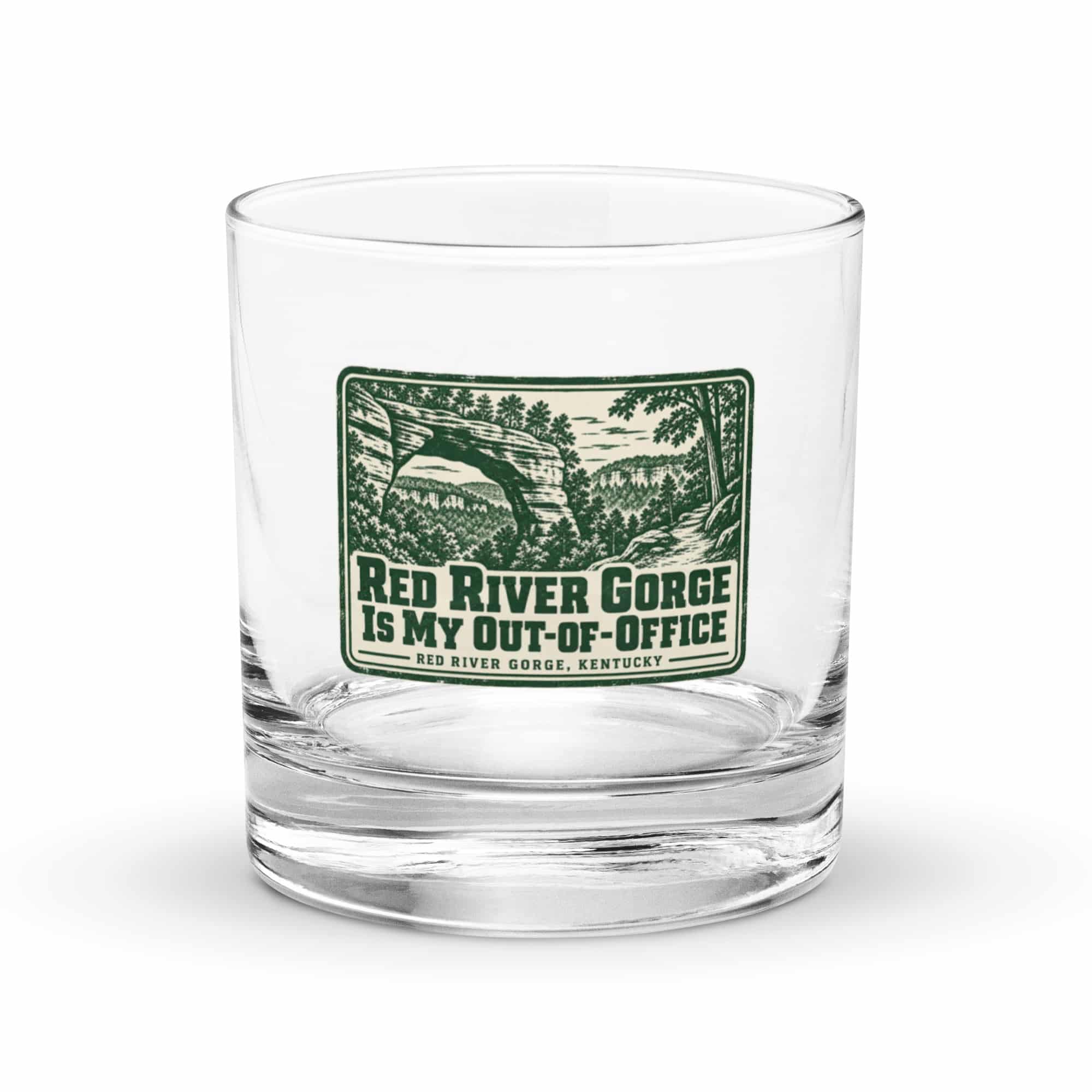 Red River Gorge Rocks Glass: Red River Gorge Is My Out-of-Office, Forest Ink Stamp