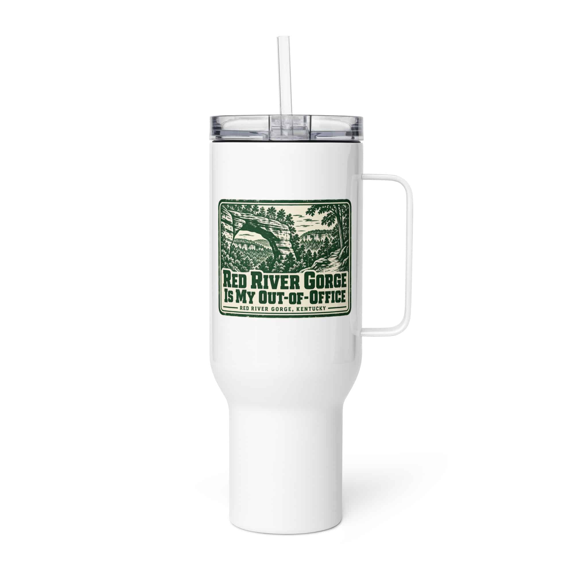 Red River Gorge Travel Mug: Red River Gorge Is My Out-of-Office, Forest Ink Stamp