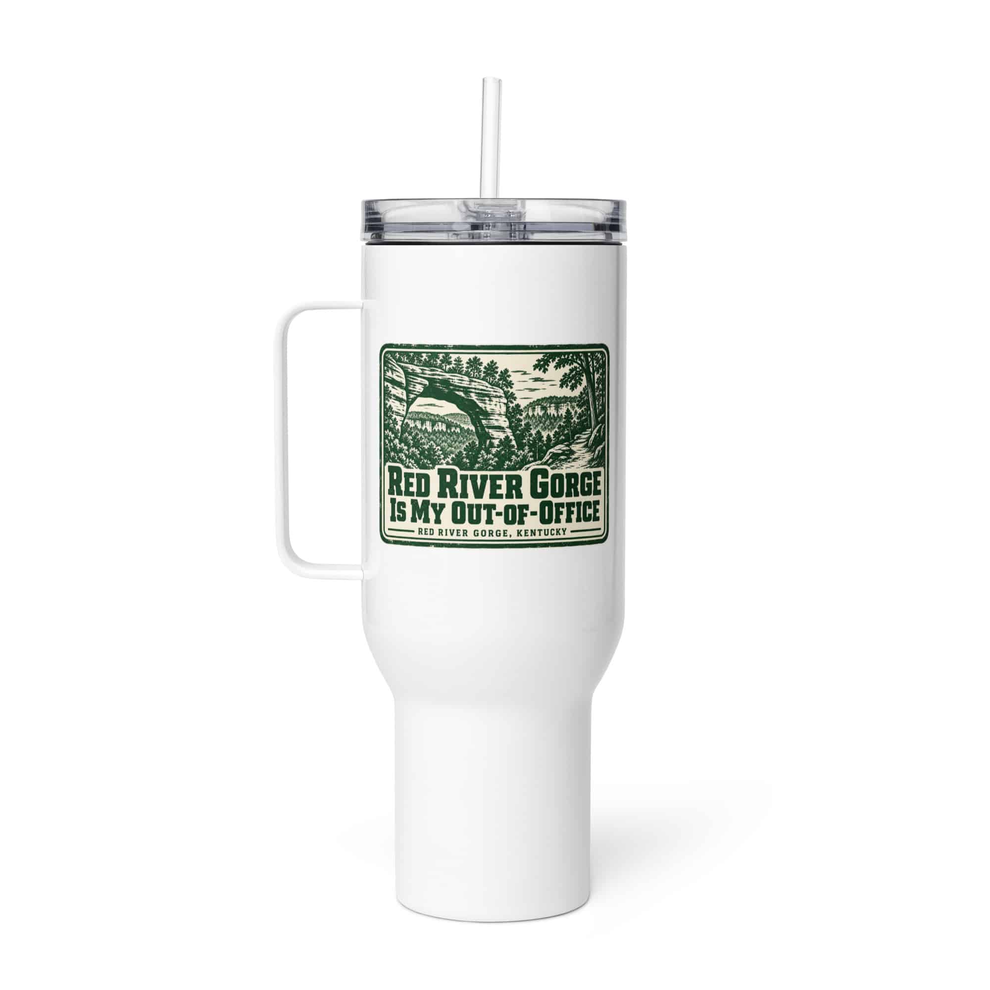 Red River Gorge Travel Mug: Red River Gorge Is My Out-of-Office, Forest Ink Stamp