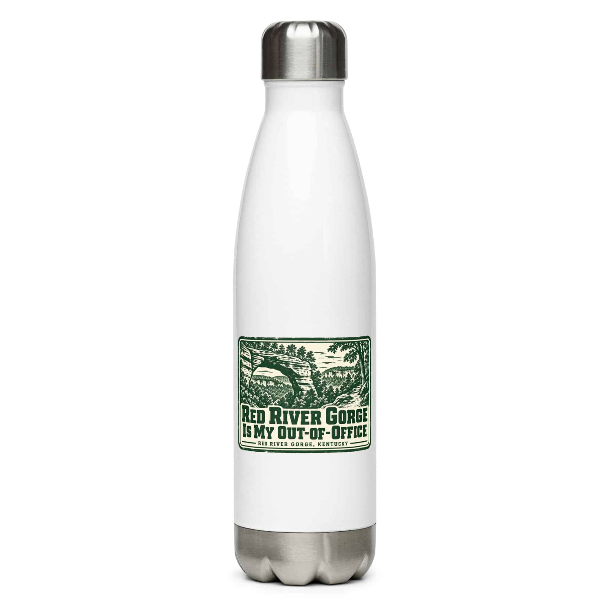 Red River Gorge Stainless Steel Water Bottle: Red River Gorge Is My Out-of-Office, Forest Ink Stamp