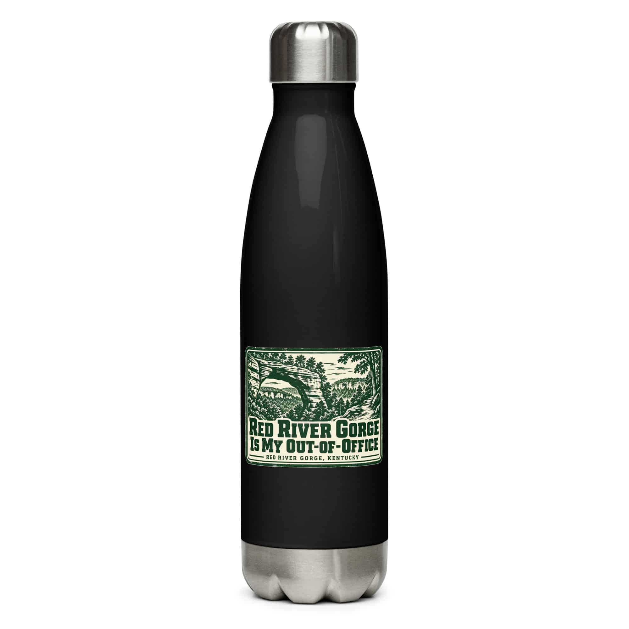 Red River Gorge Stainless Steel Water Bottle: Red River Gorge Is My Out-of-Office, Forest Ink Stamp