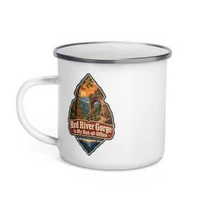 Red River Gorge Enamel Camp Mug: Red River Gorge Is My Out-of-Office, Scenic Shield Badge - 12 oz - Left