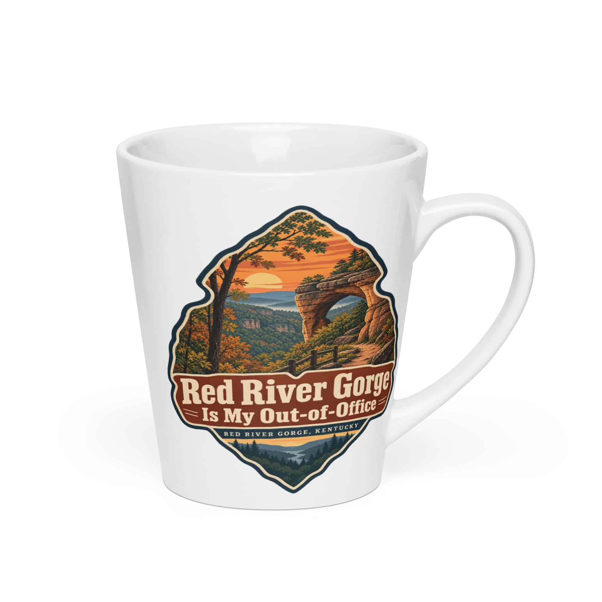 Red River Gorge Latte Mug: Red River Gorge Is My Out-of-Office, Scenic Shield Badge
