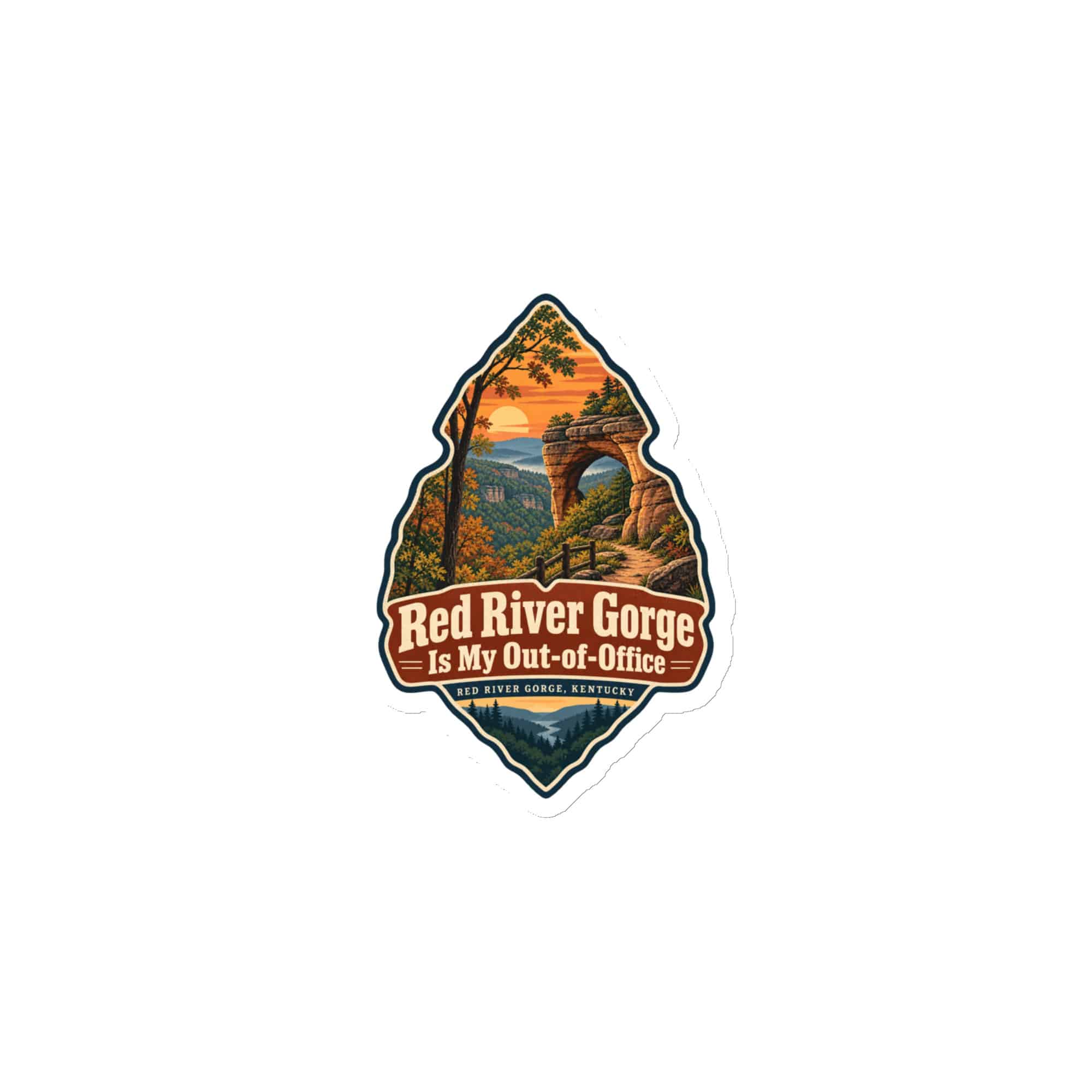 Red River Gorge Die-Cut Magnet: Red River Gorge Is My Out-of-Office, Scenic Shield Badge