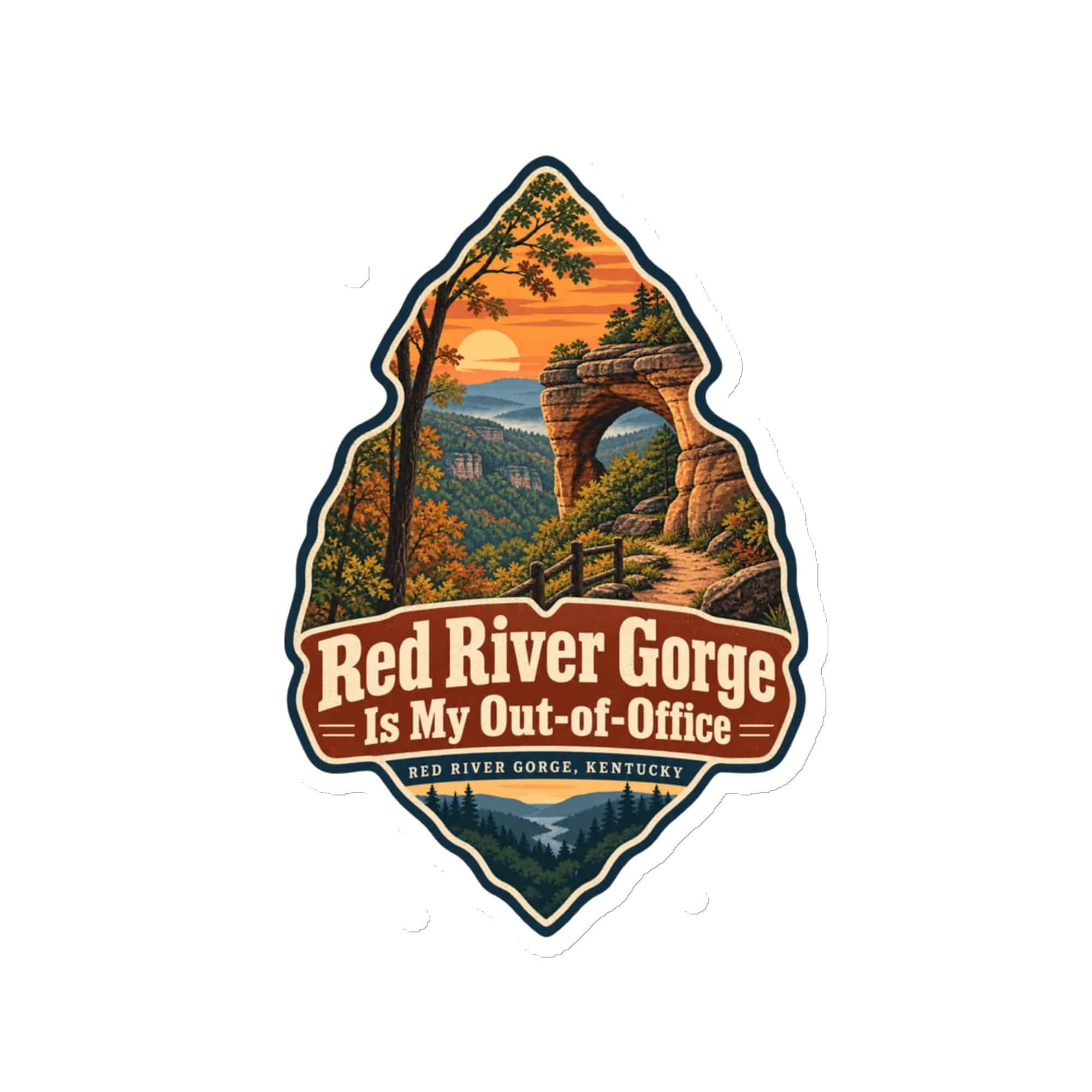 Red River Gorge Die-Cut Magnet: Red River Gorge Is My Out-of-Office, Scenic Shield Badge